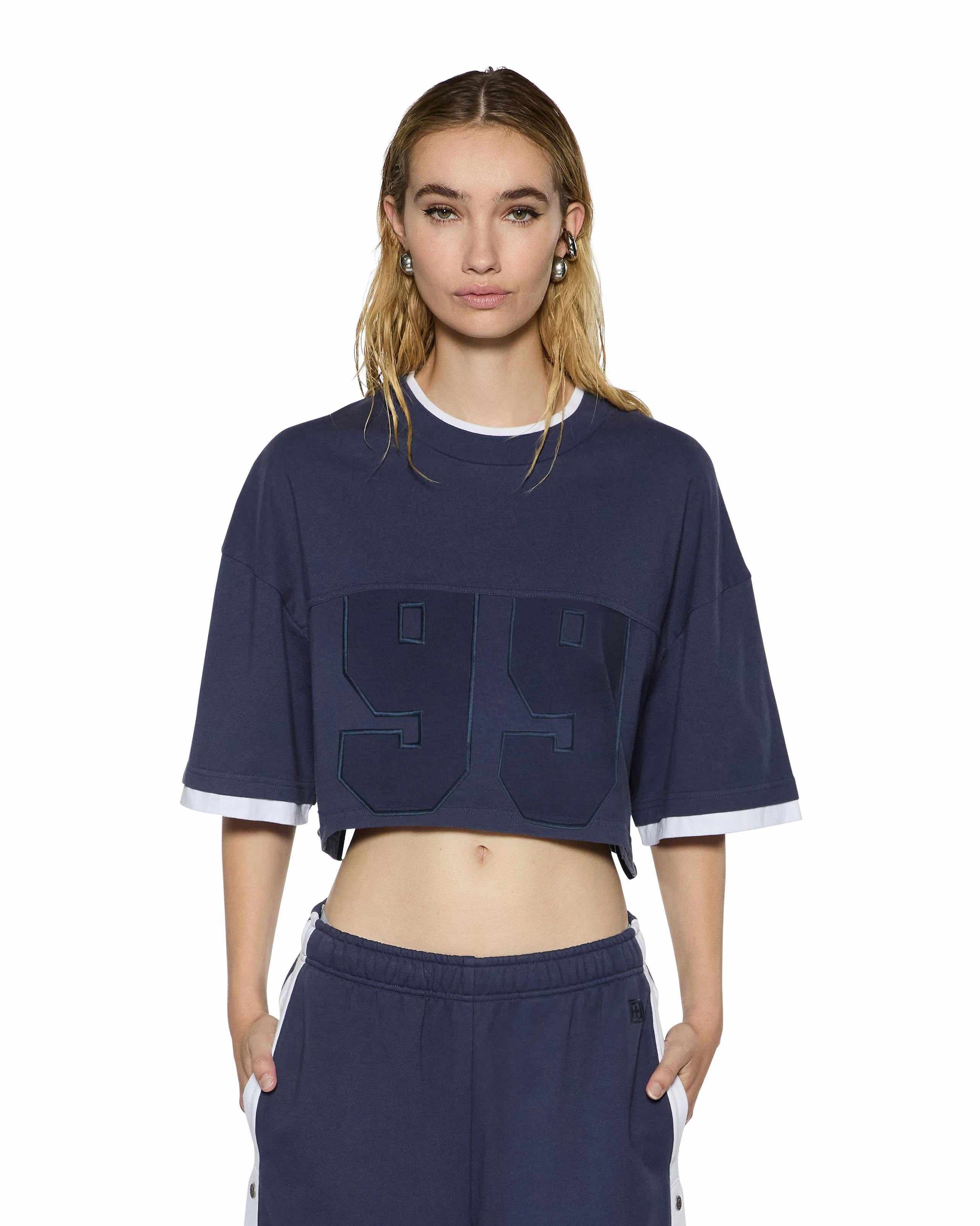 Casual Comfort Layer 99 BOYFRIEND CROPPED SS TEE INK BLUE