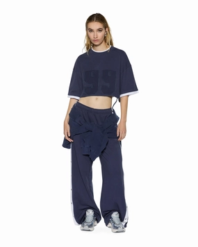 V neck style Sport Fit 99 BOYFRIEND CROPPED SS TEE INK BLUE