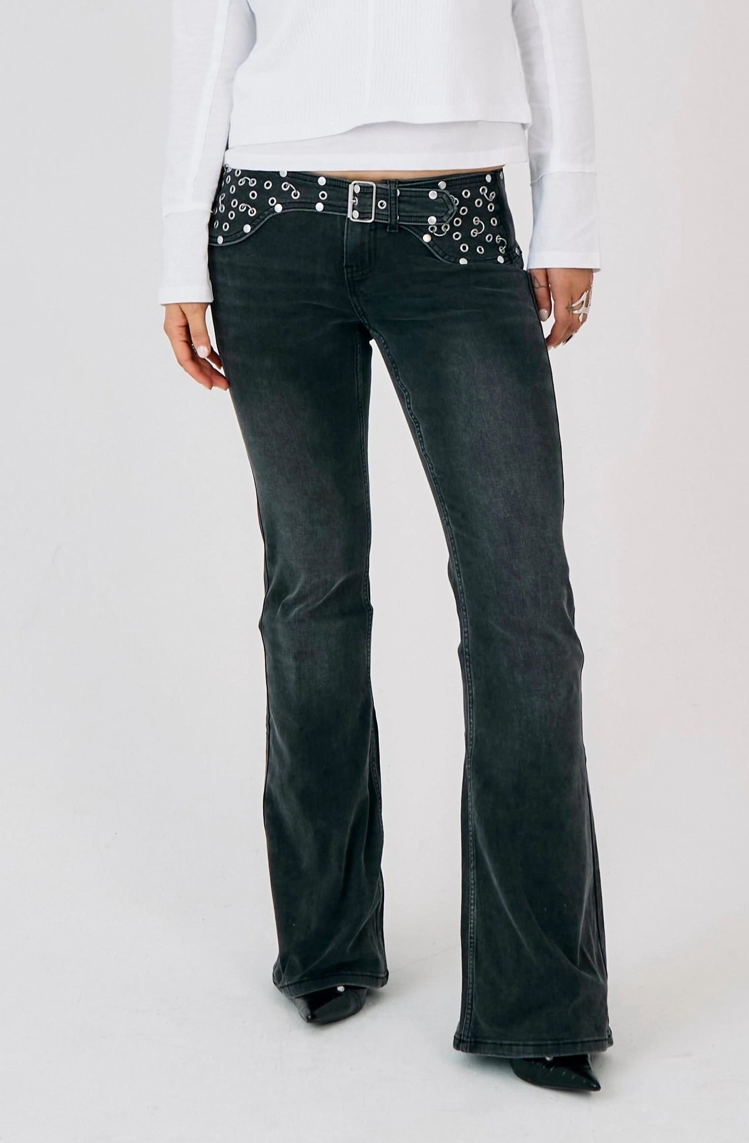 Washed Black Charlotte Bootcut Jeans Base Layer