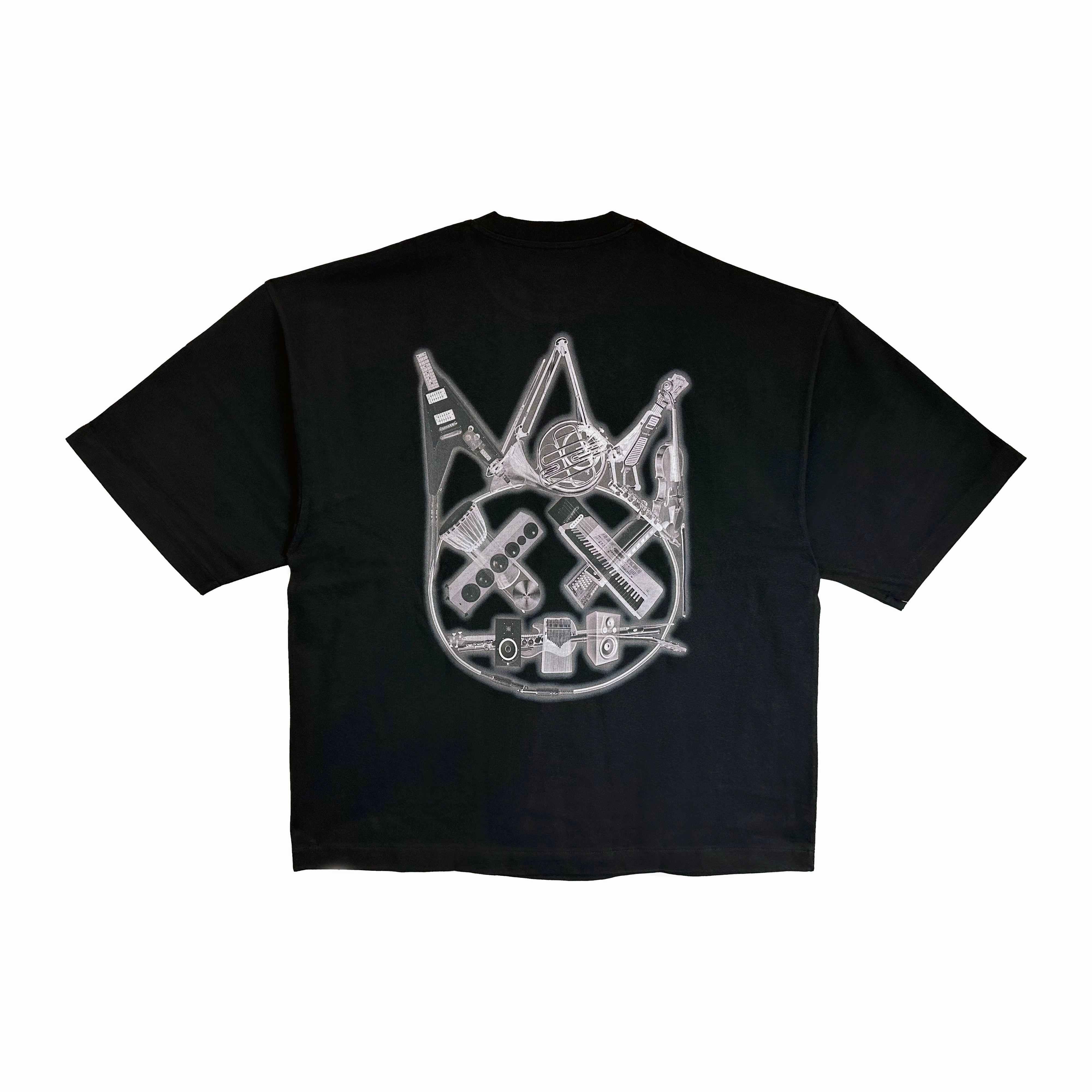 Teenager fashion Cult's Oversized Heavyweight Boxy Short Sleeve Crew Neck Tee "Instruments" in Black
