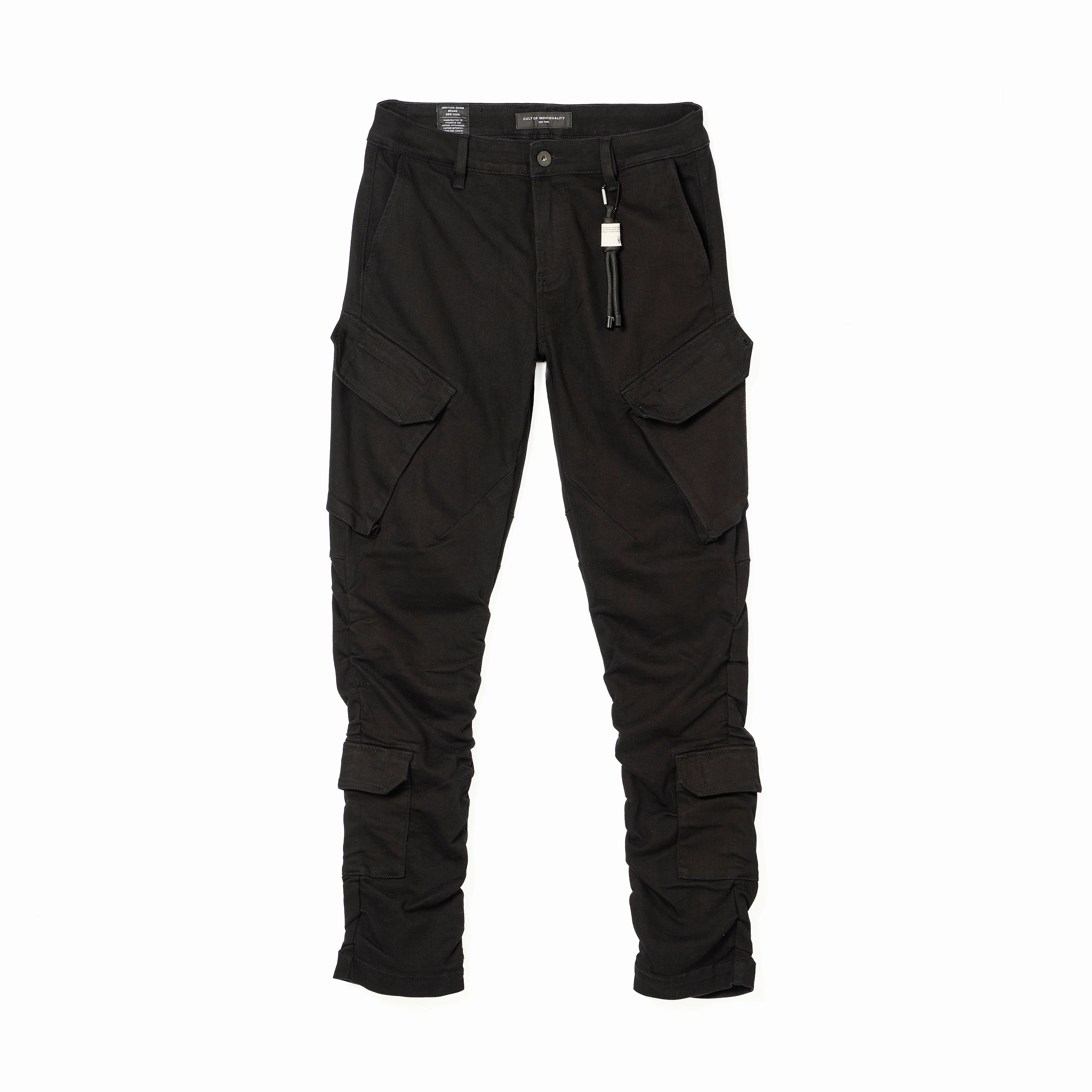 Heavyweight Denim Cult's Rocker Cargo 606 Pants in Double Black