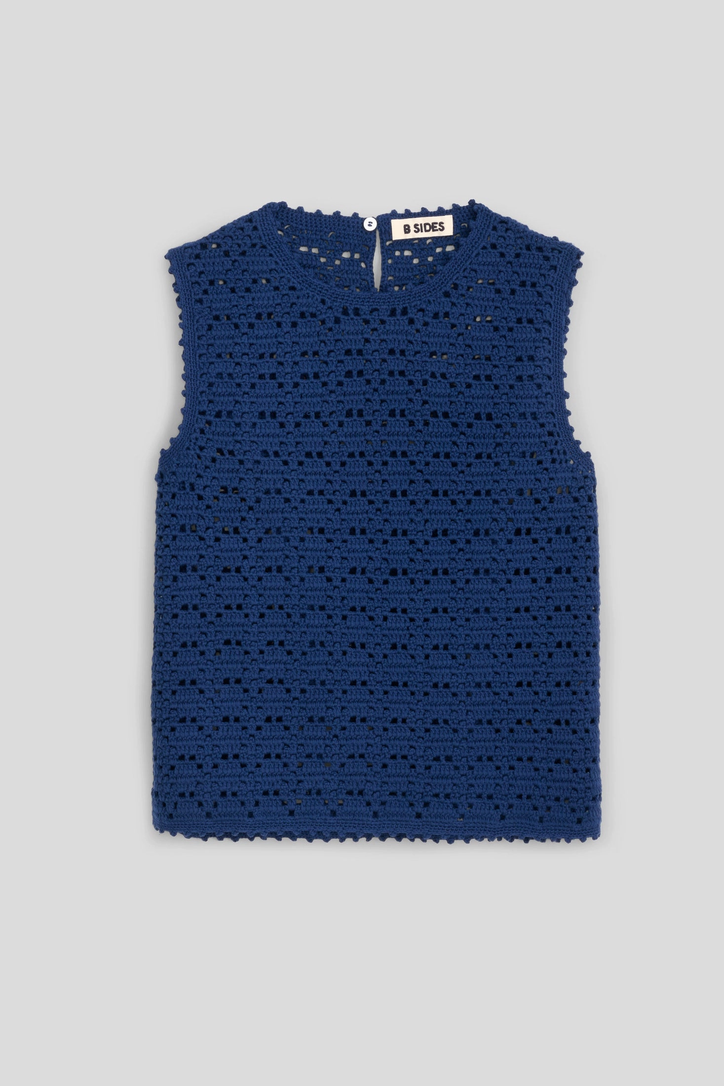 Joy Crochet Shell Denim Blue Warm Knit