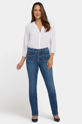 Sleek Fit Contemporary Waistband Marilyn Straight Jeans - Lake Notre-Dame