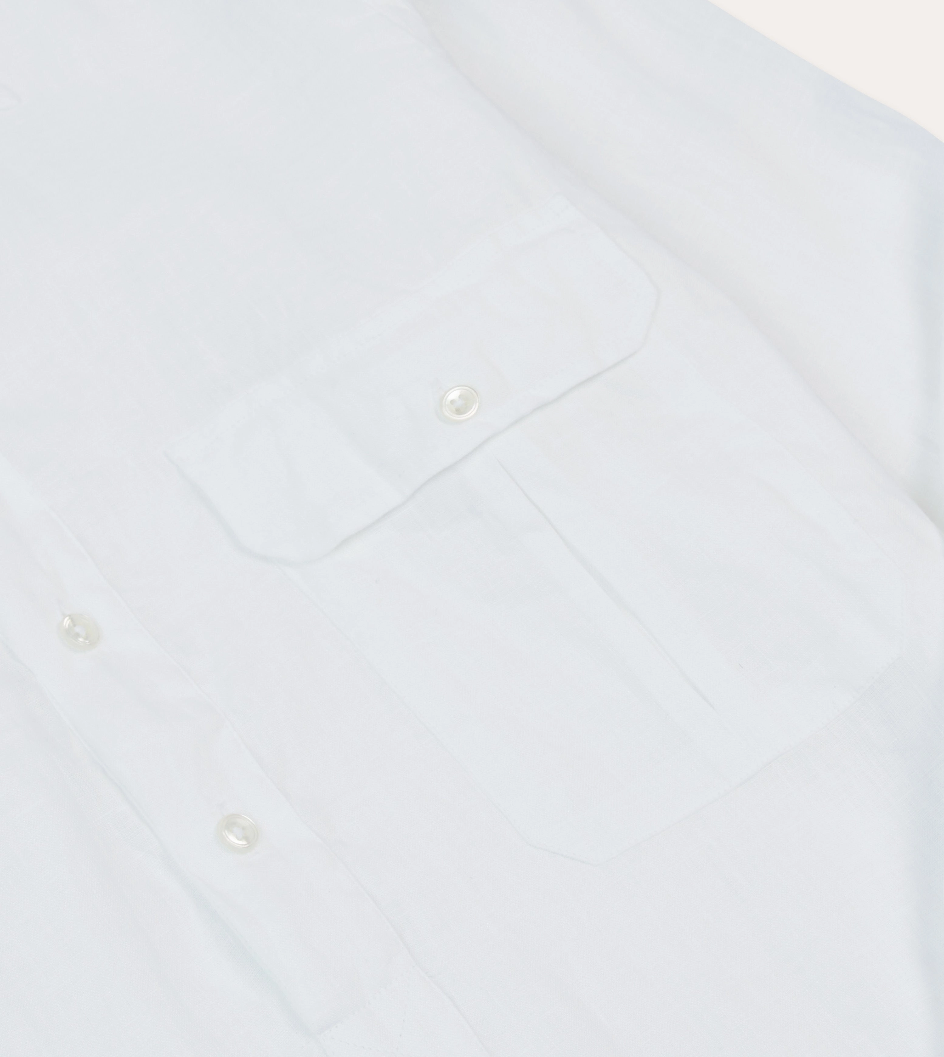 All Purpose Weave Design Youthful Appeal White Linen Long Point Collar Popover Shirt