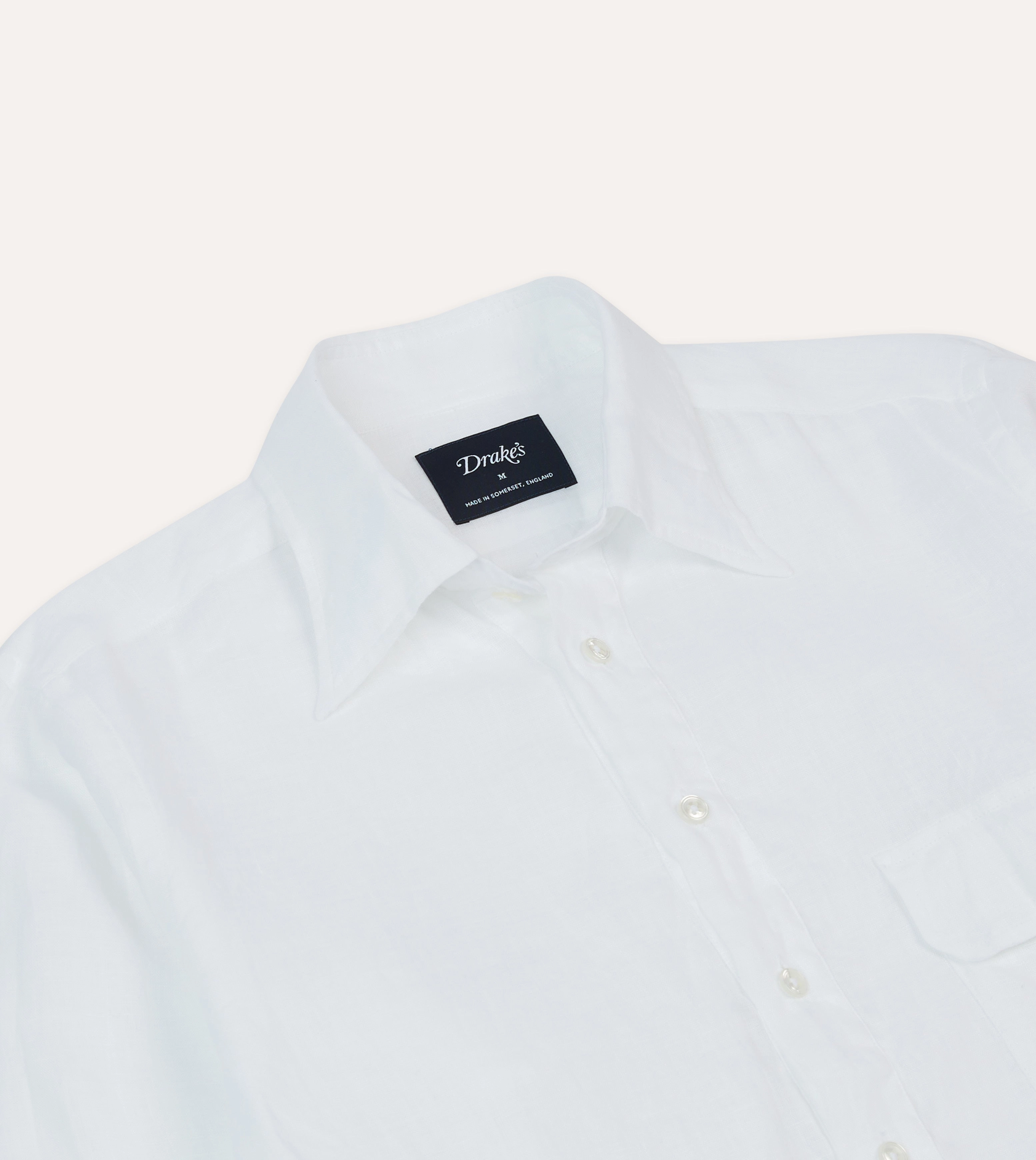 White Linen Long Point Collar Popover Shirt Eco-friendly