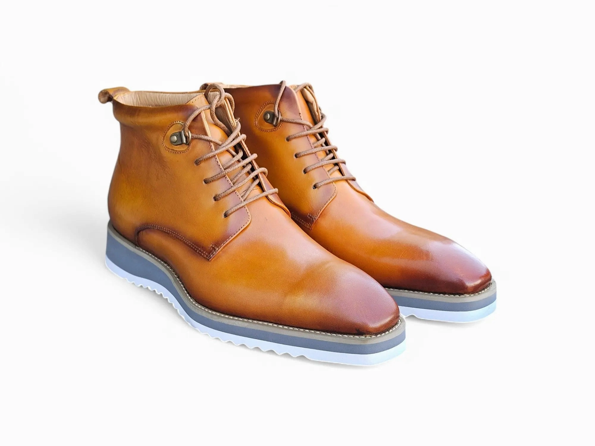 Burnished Calfskin Lace-Up Boot Comfortable Posture