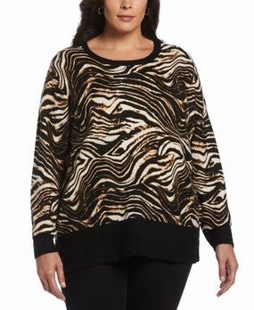 Sleek Knit Animal Print Slouchy Sweater