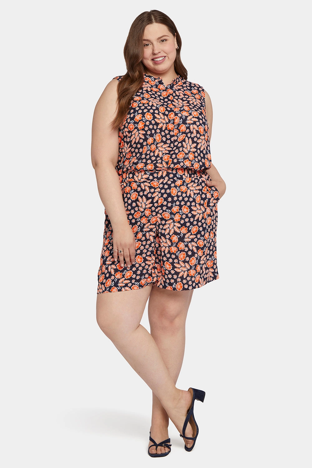 Mandarin Blouse And Short Set In Plus Size - Rose Haven relaxed shape