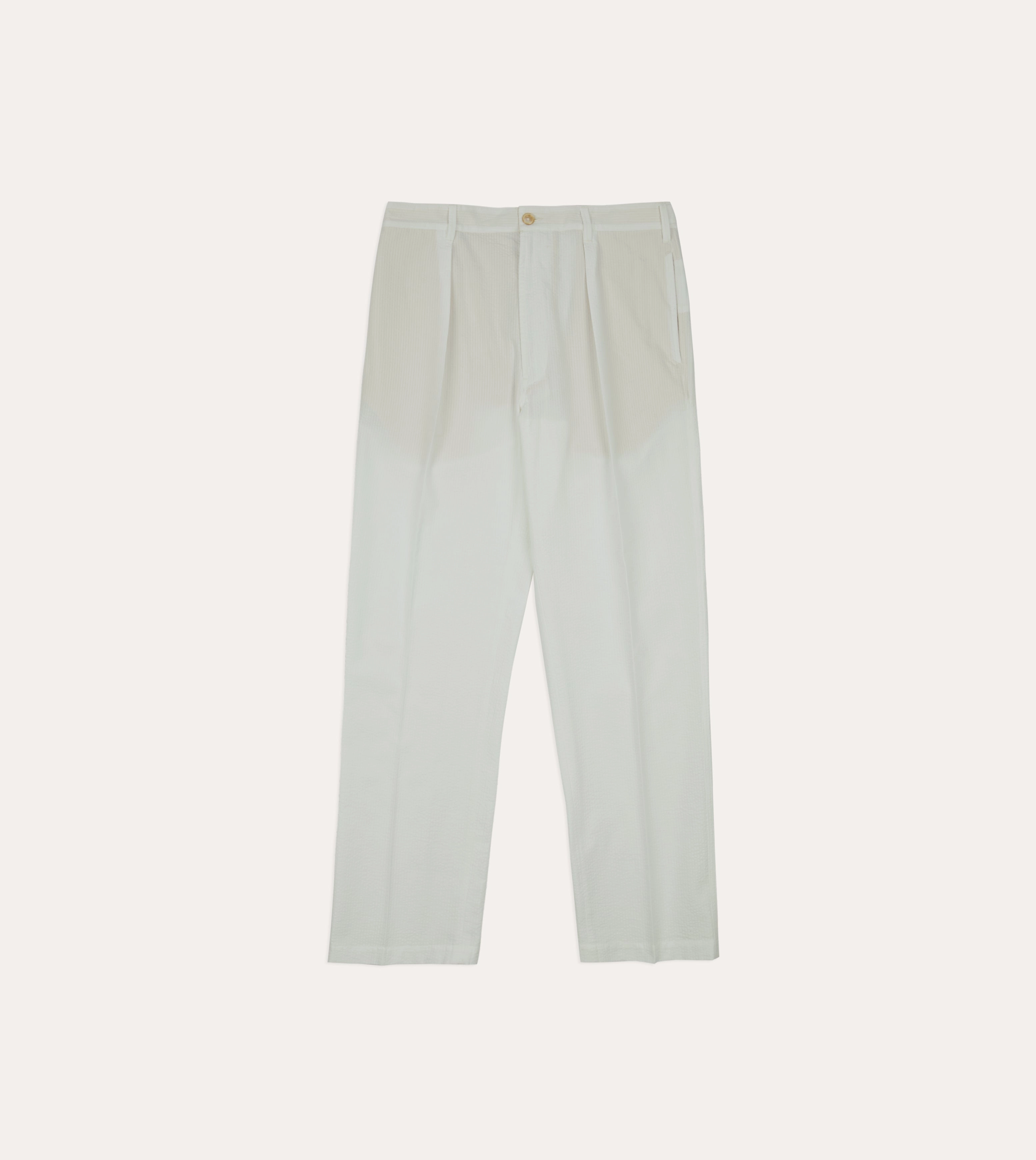 RegularFit Michael McGregor for Drake??s White Seersucker Games Trousers