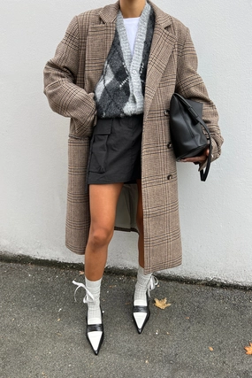 Smooth Texture Push Button Closure MINI NYLON CARGO SKIRT