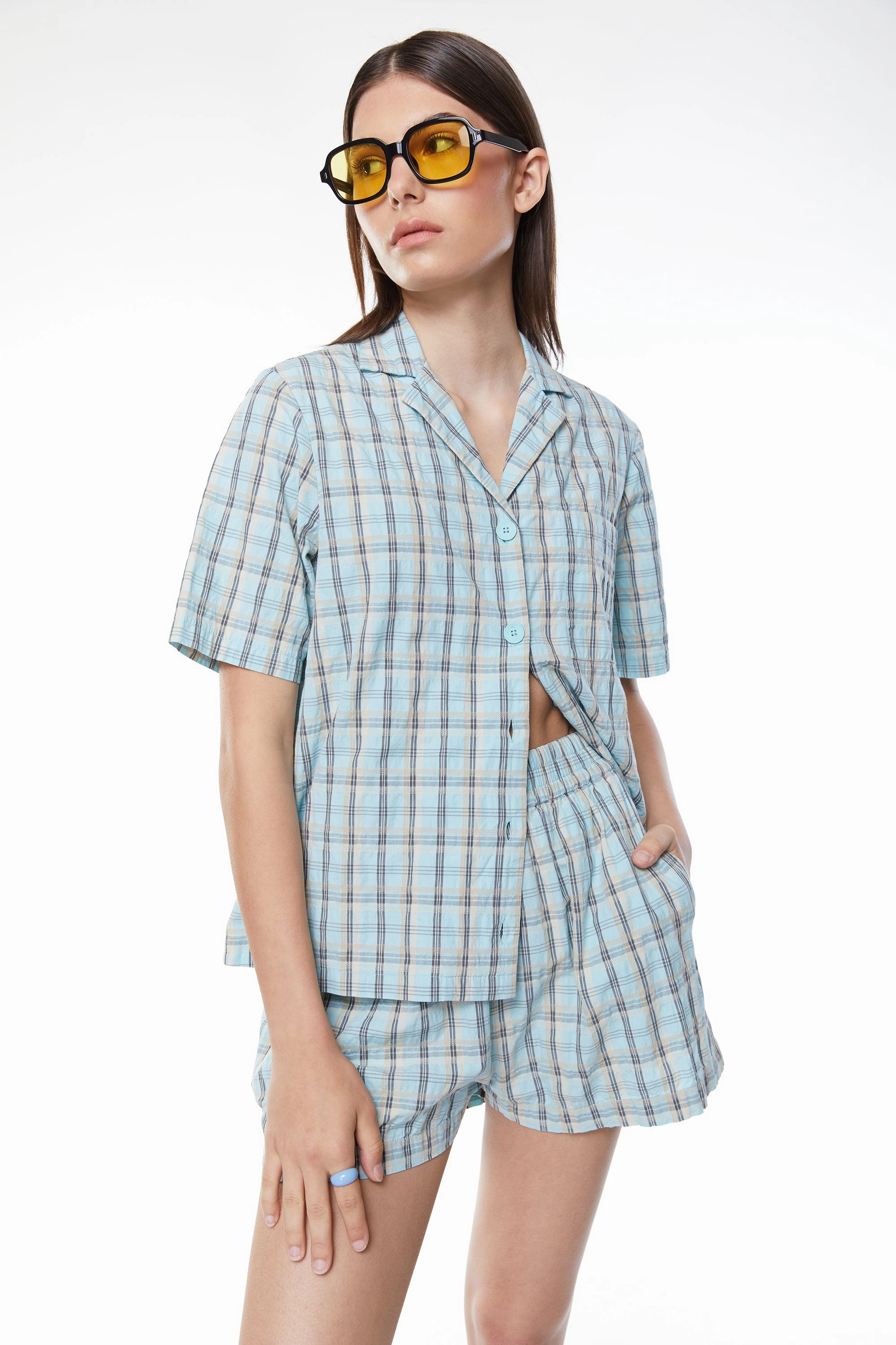 PLAID SHORT Anti Pill Surface