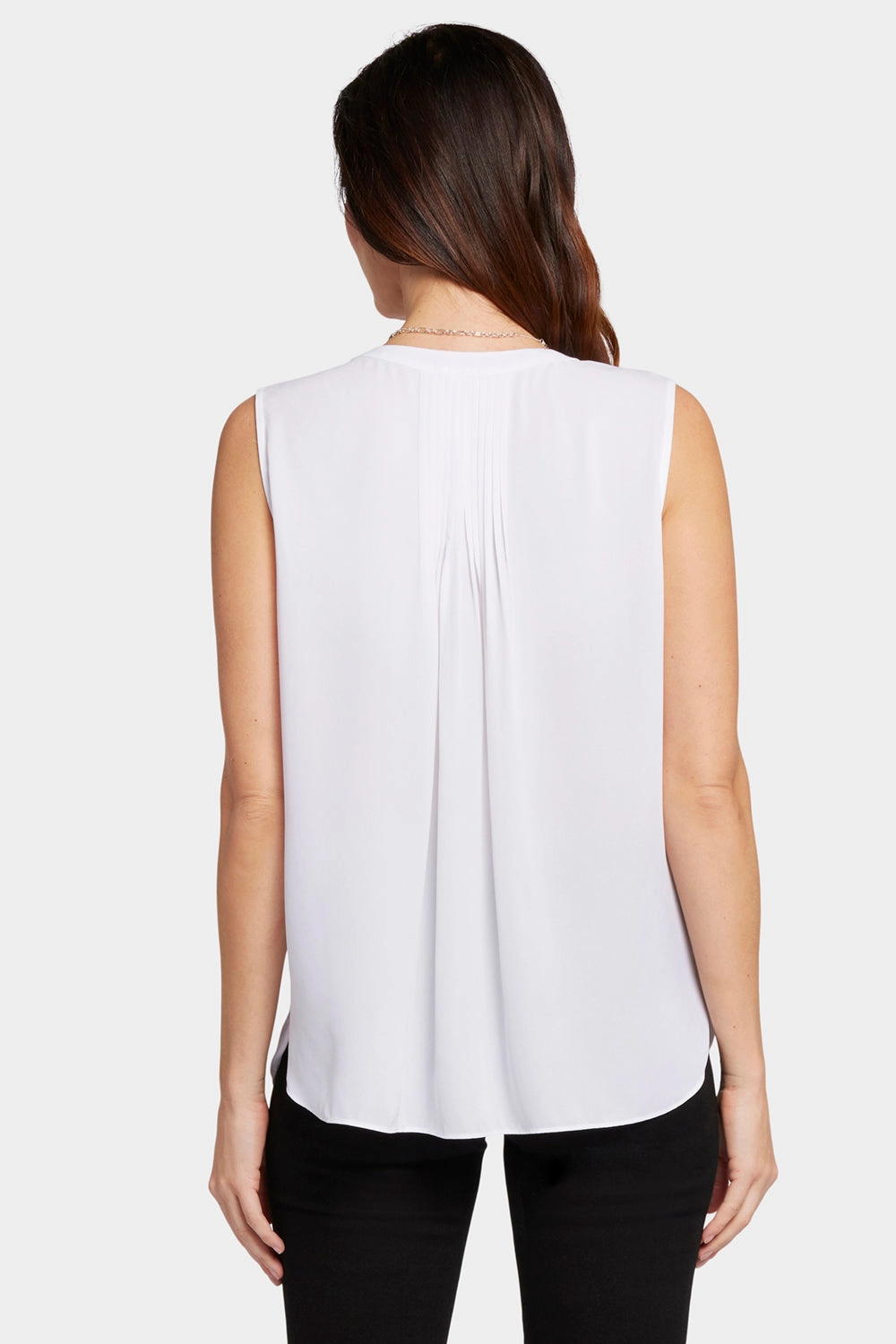 Sleeveless Pintuck Blouse - Optic White Layered Sleeve Cuffs Trendy Look