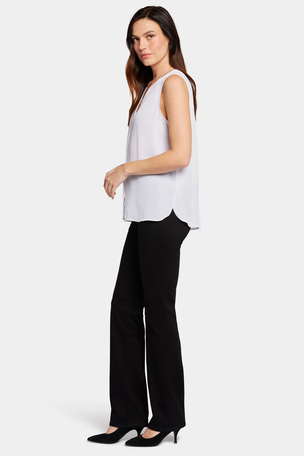 Sleeveless Pintuck Blouse - Optic White Soft Touch