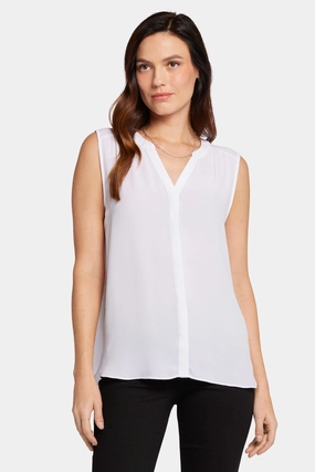 Weekend Adventure Everyday Look Sleeveless Pintuck Blouse - Optic White