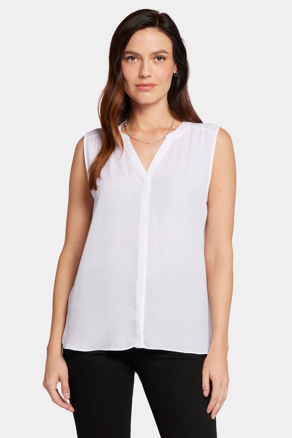 Sleeveless Pintuck Blouse - Optic White Vibrant Hue