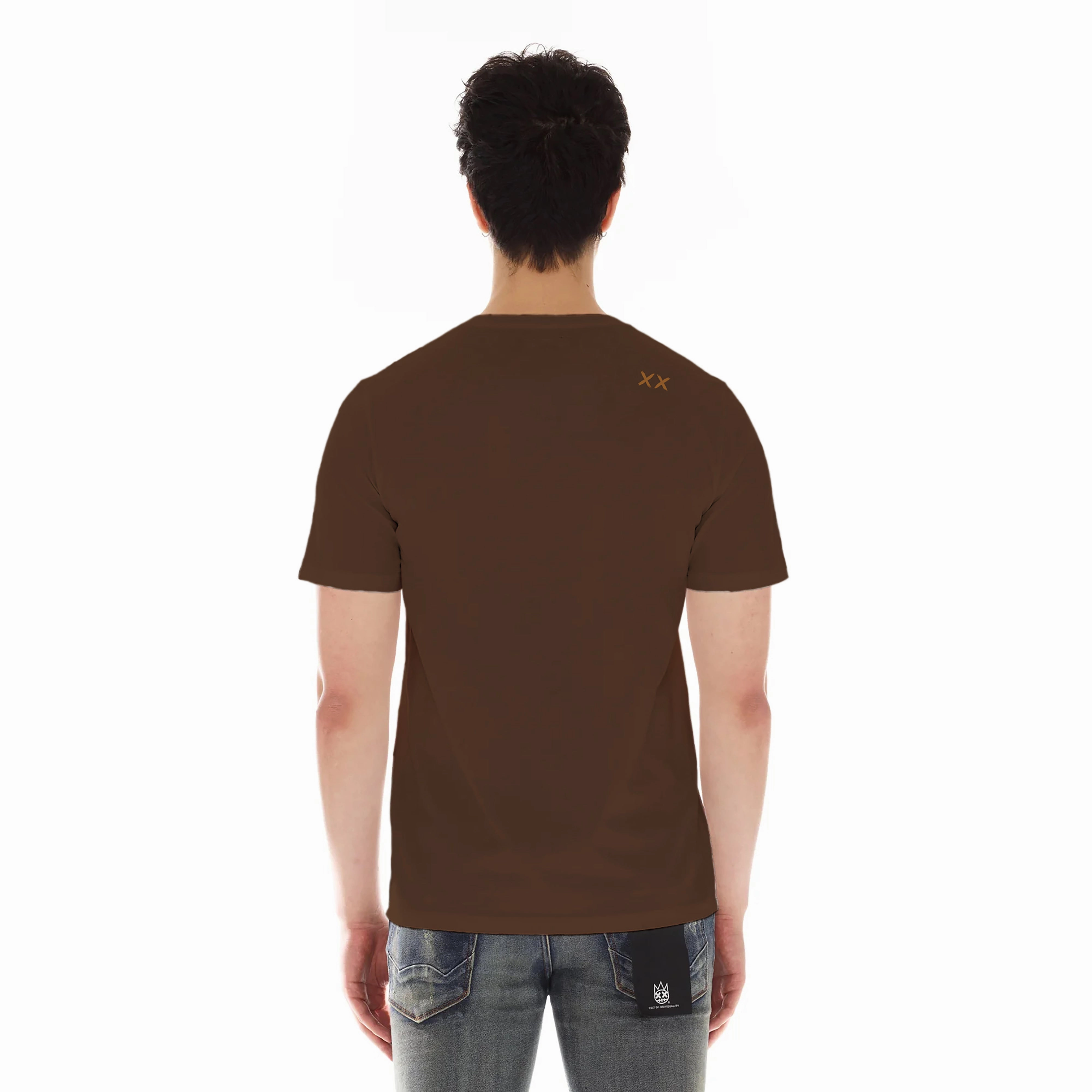 Relax Trend Breathable Style Cult's Short Sleeve Crew Neck Tee "Lollipop" in Brown
