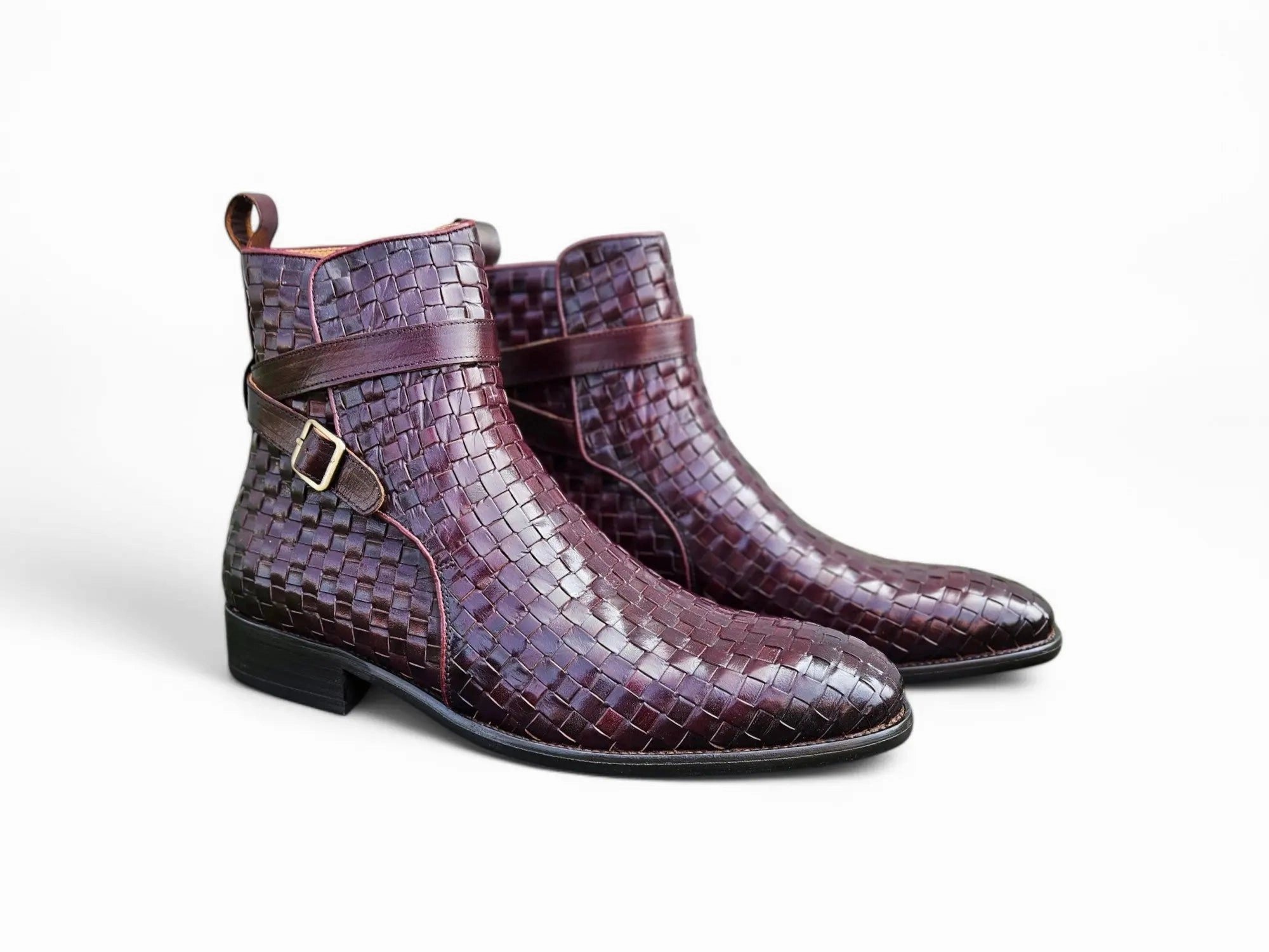 Basket Weave Calfskin Buckle Boot Comfort Lining Stylish Explorer