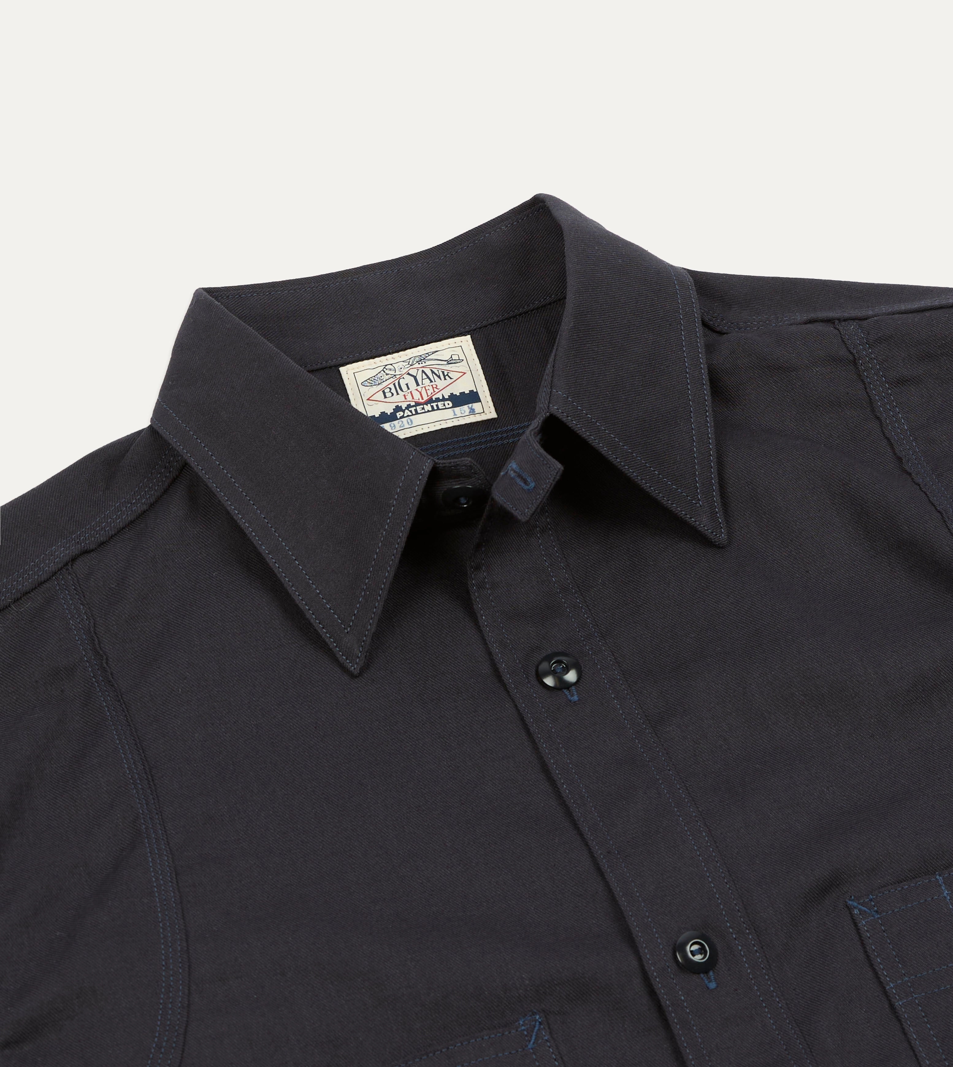 Big Yank '1920' Indigo Cotton-Linen Twill Flyer Shirt Breathable Layer