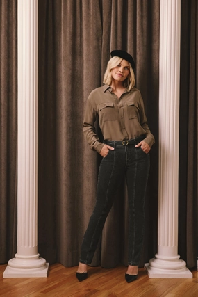 Stretch Soft Billie Mini Bootcut Jeans - Slate Stone