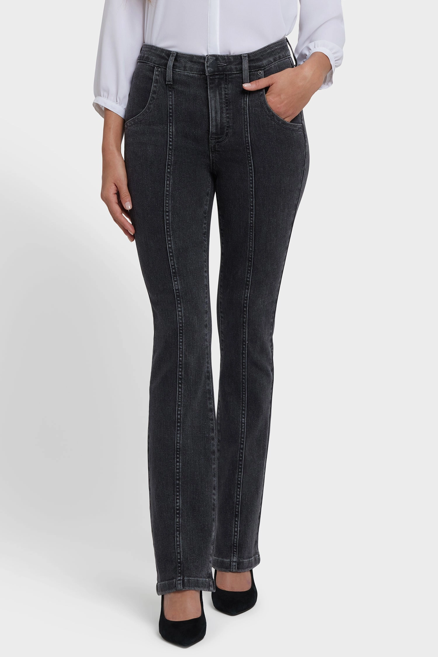 Billie Mini Bootcut Jeans In Petite - Slate Stone Trendy Look