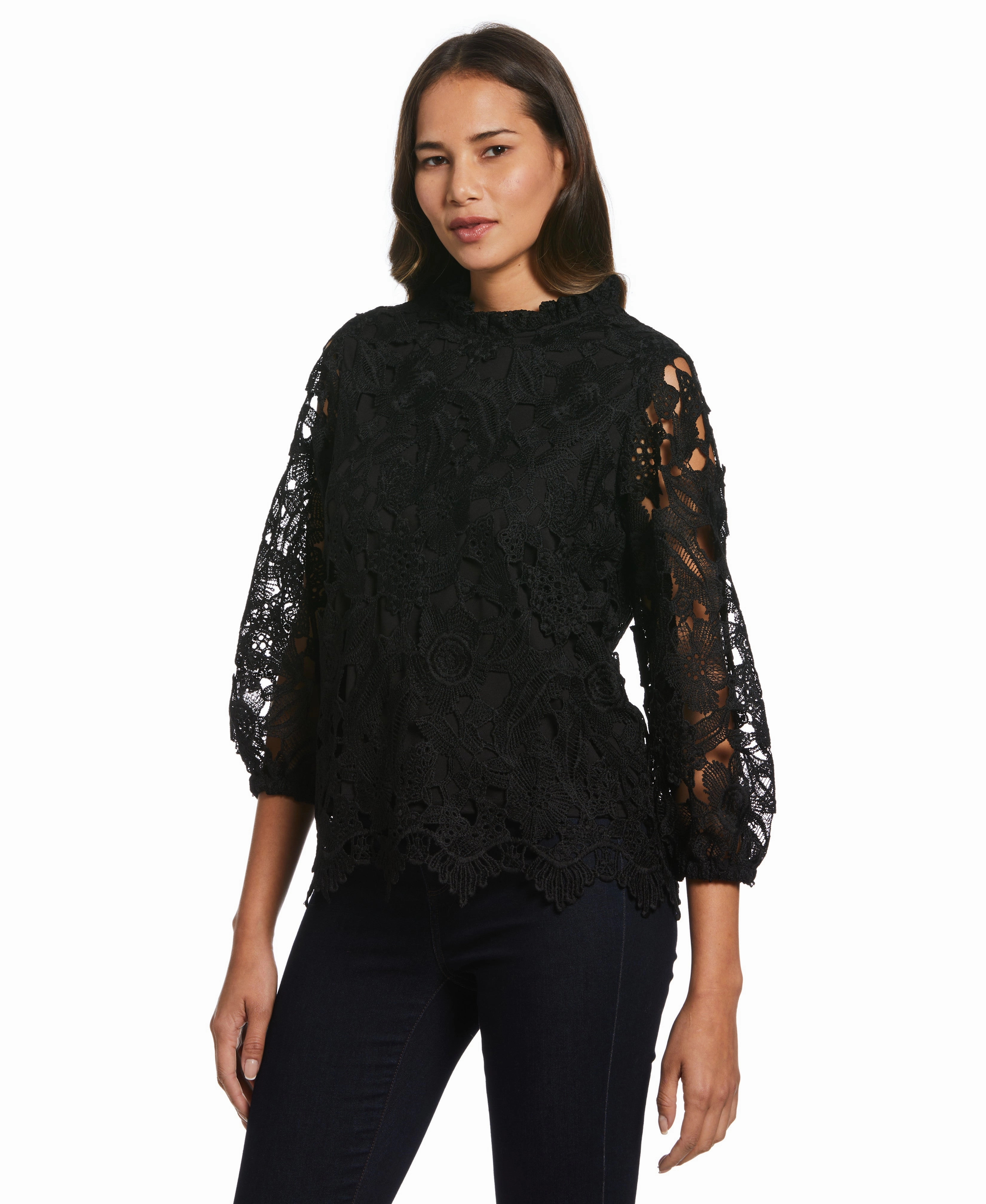 3/4 Sleeve Lace Top All Day Fit