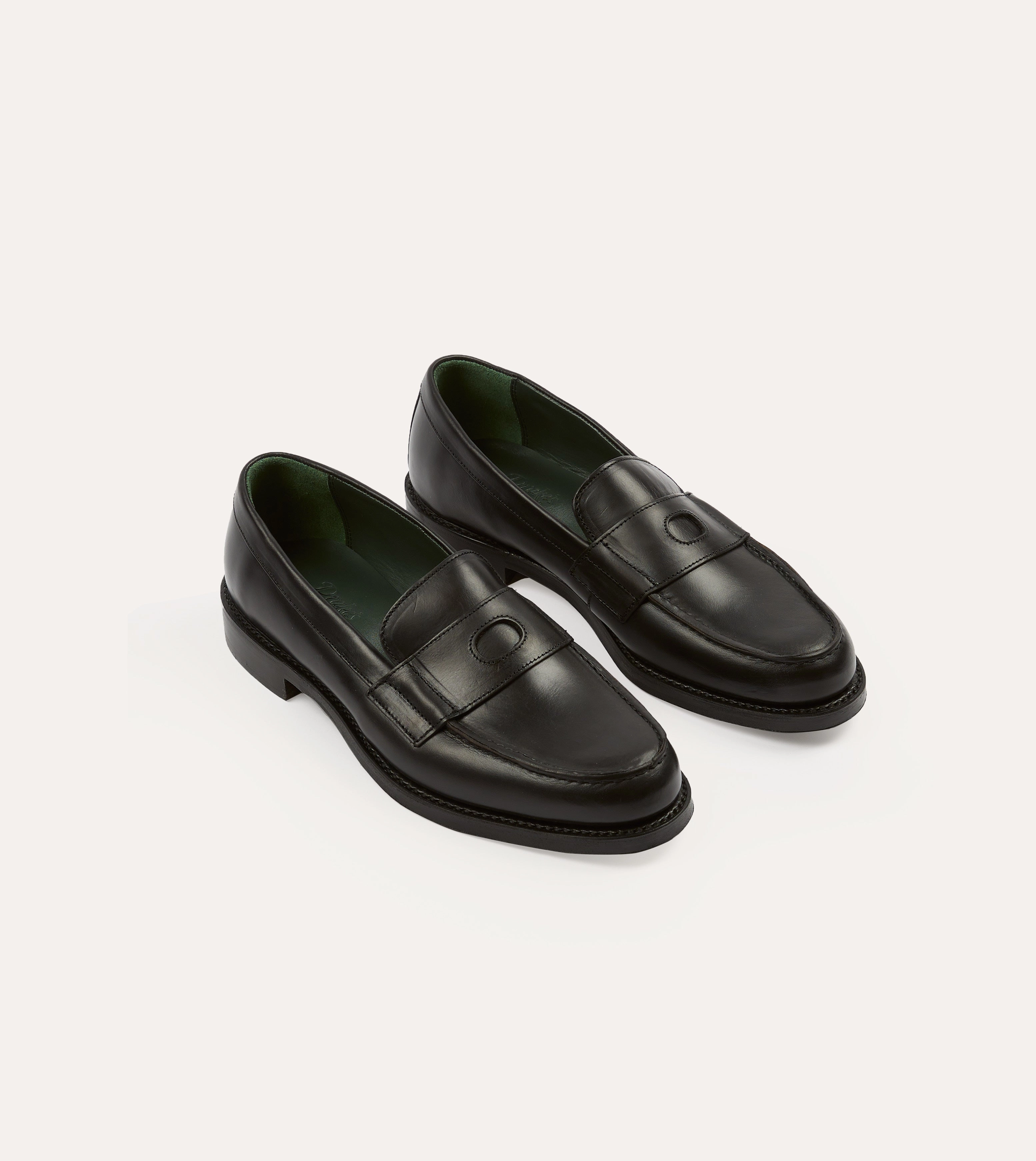Black Leather Charles Goodyear Welted Penny Loafer Casual Slip-on Walking Shoes