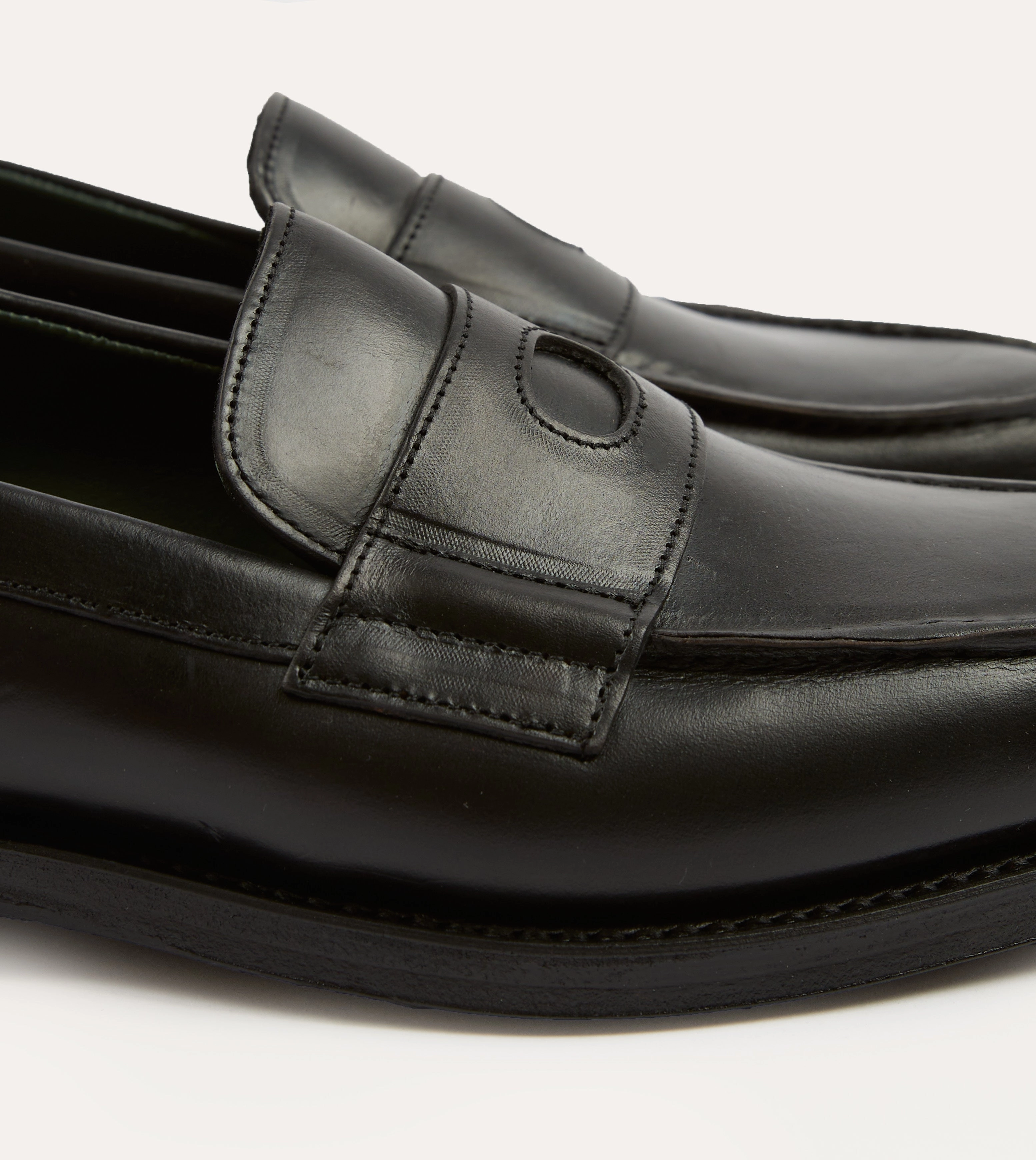 portable Black Leather Charles Goodyear Welted Penny Loafer