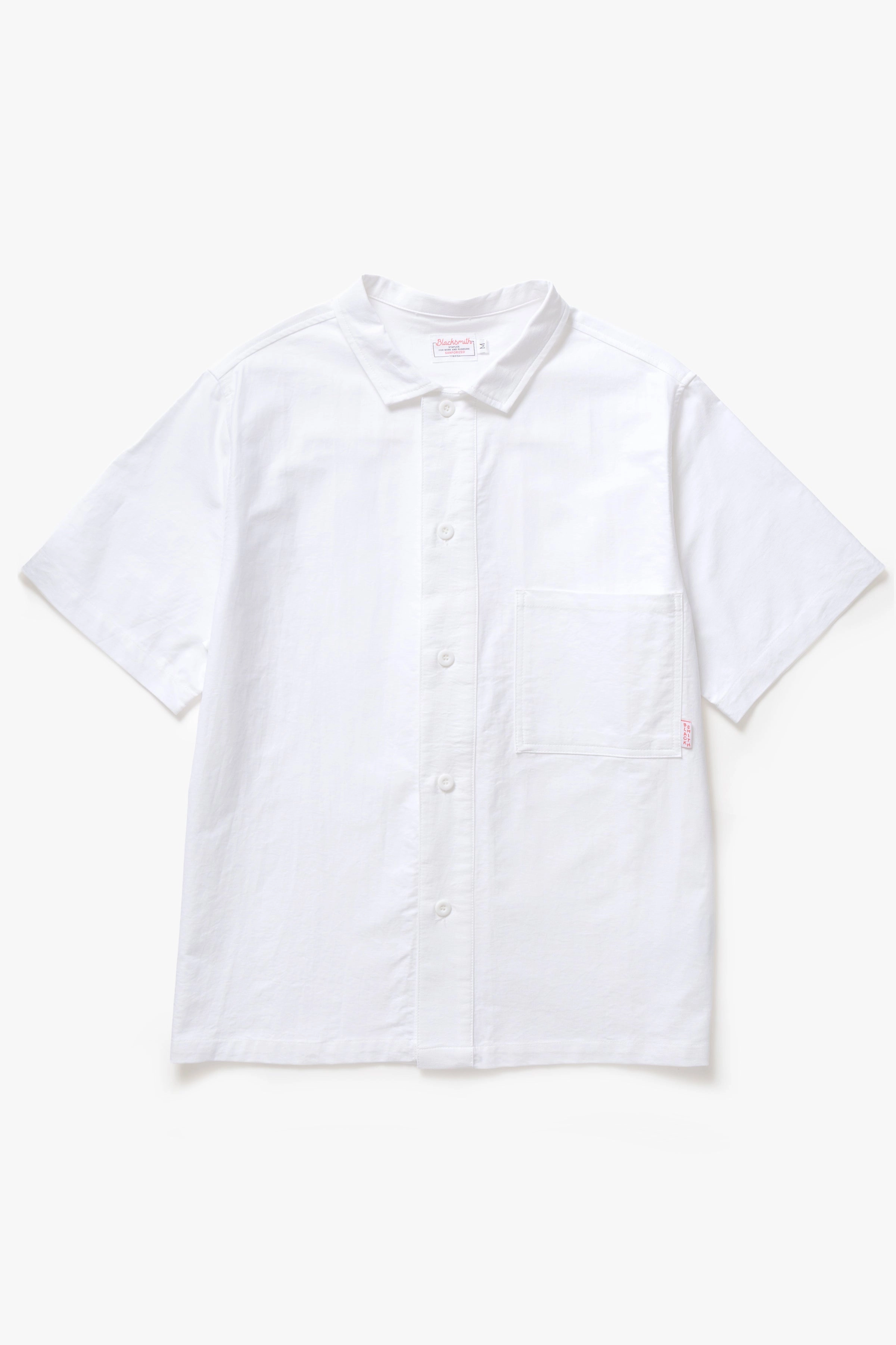 Luxurious Feel Sustainable production Blacksmith - 'Boxford' Short Sleeve Utility Shirt - White Water-resistant