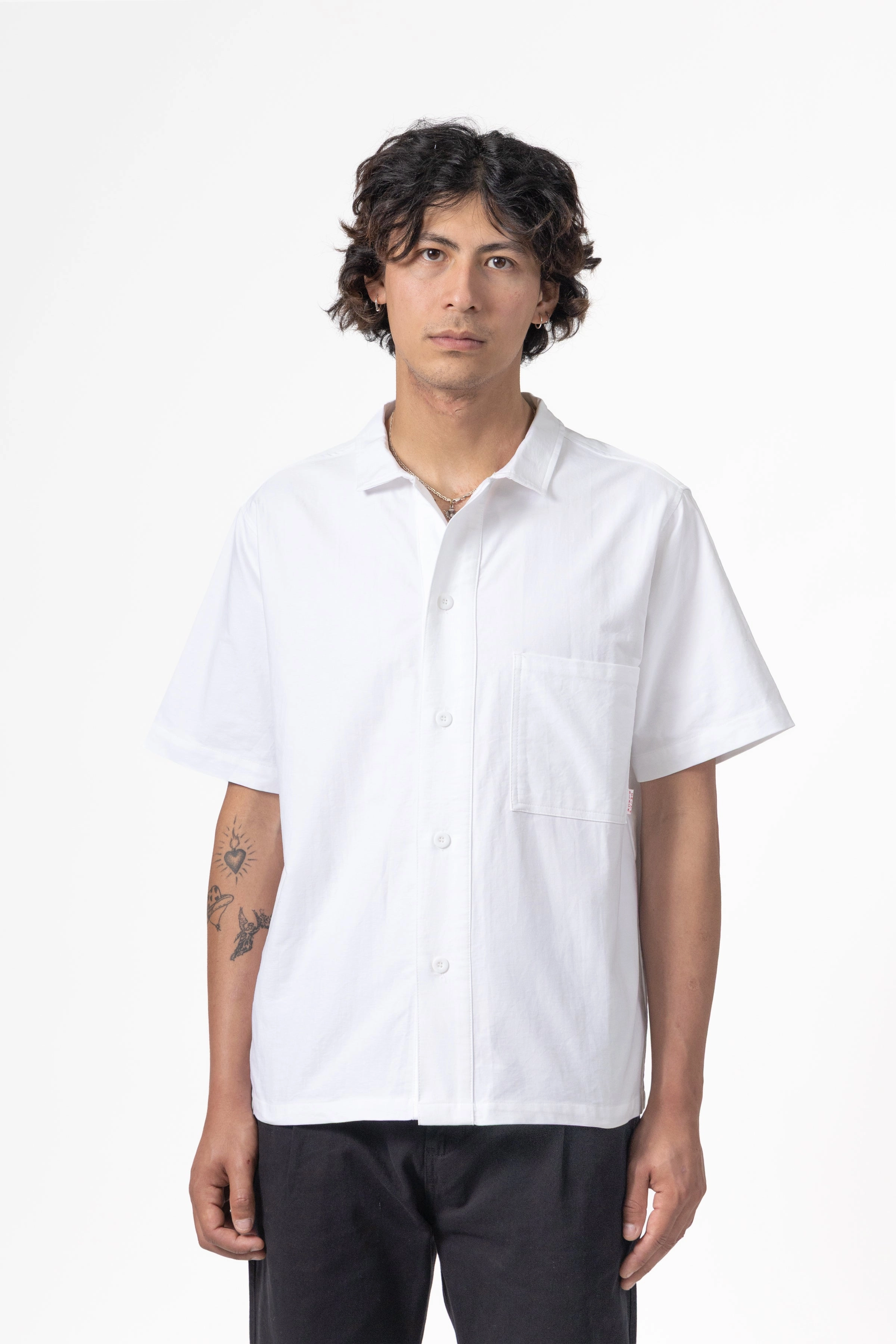 Blacksmith - 'Boxford' Short Sleeve Utility Shirt - White Water-resistant Iconic look Anti Static Fabric