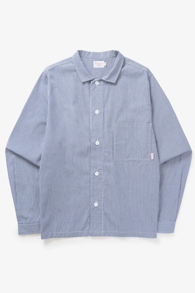 Blacksmith - 'Boxford' Utility Shirt - Blue Check High-Quality Material Loose style Subtle pattern