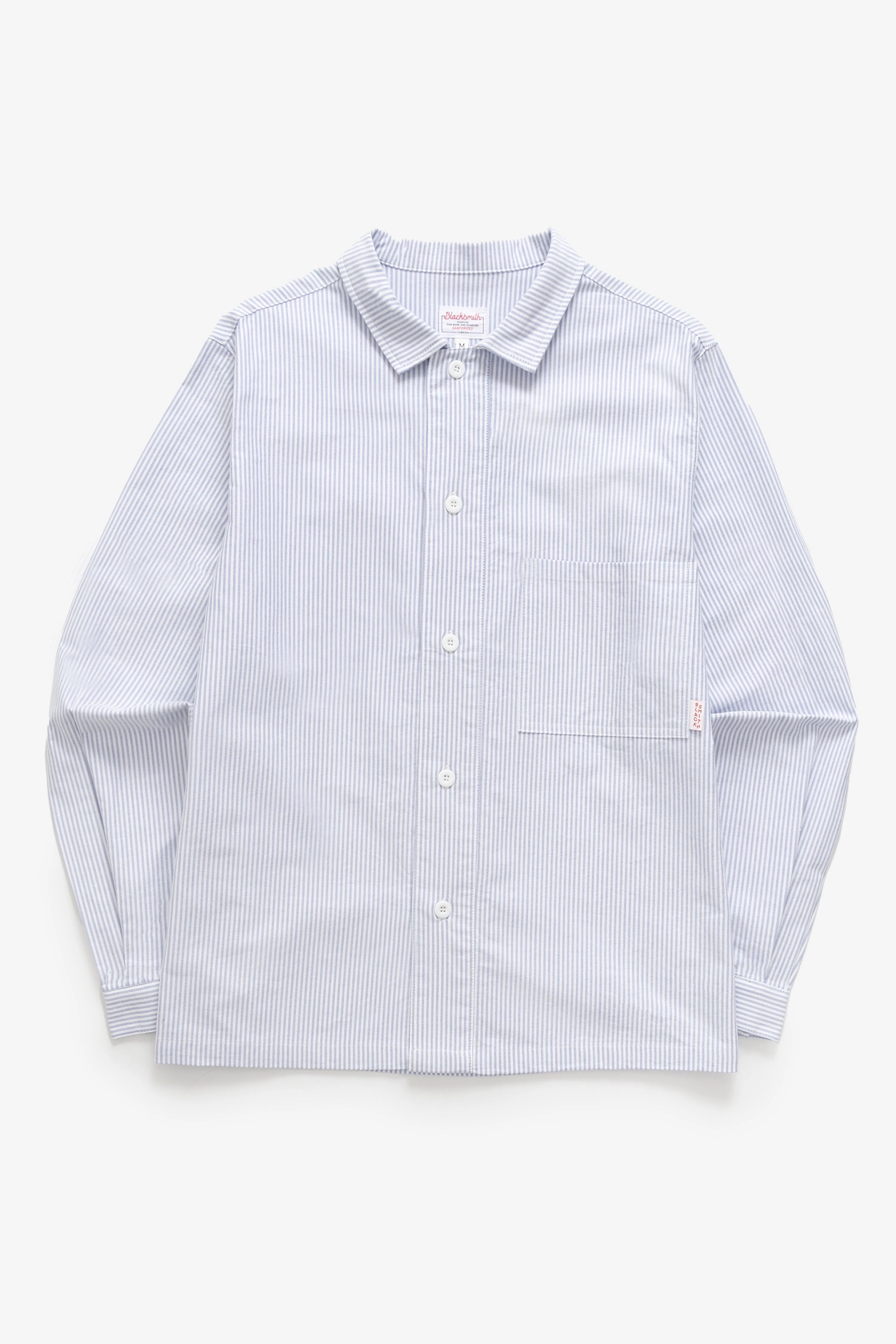 Blacksmith - 'Boxford' Utility Shirt - Blue Stripe Brushed Twill Trendsetting Cozy Wear