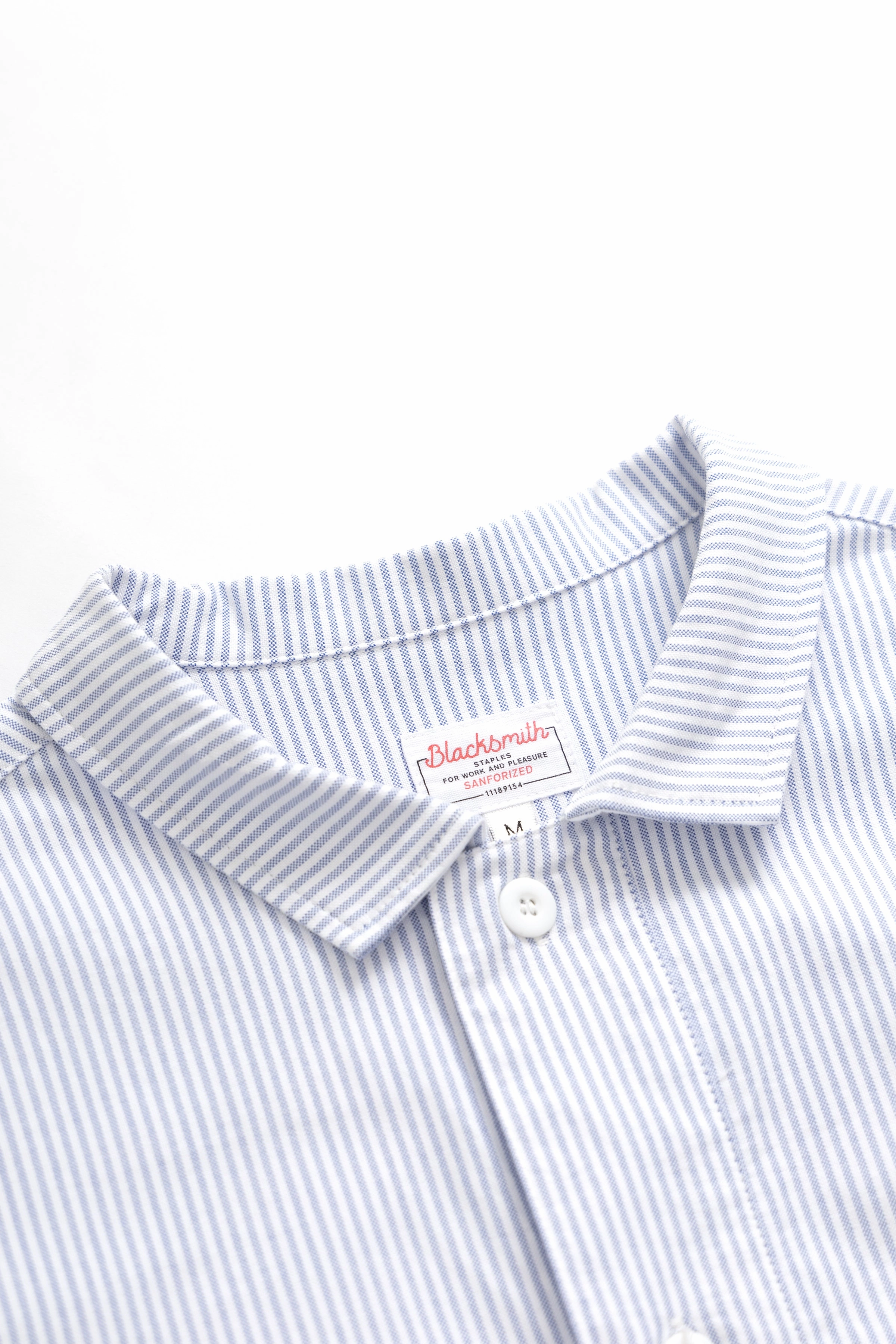 Non Iron Material Blacksmith - 'Boxford' Utility Shirt - Blue Stripe Brushed Twill