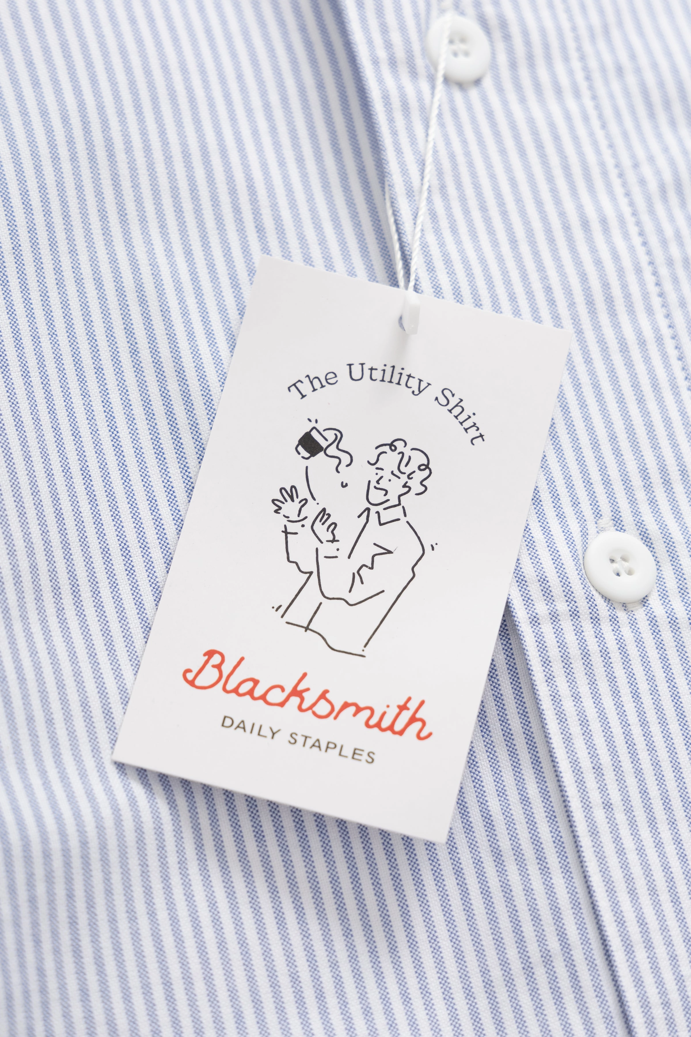 Minimalist Look Edgy Design Blacksmith - 'Boxford' Utility Shirt - Blue Stripe Brushed Twill