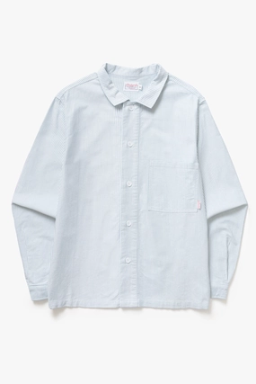 Blacksmith - 'Boxford' Utility Shirt - Green Stripe Distressed Look Work Appropriate