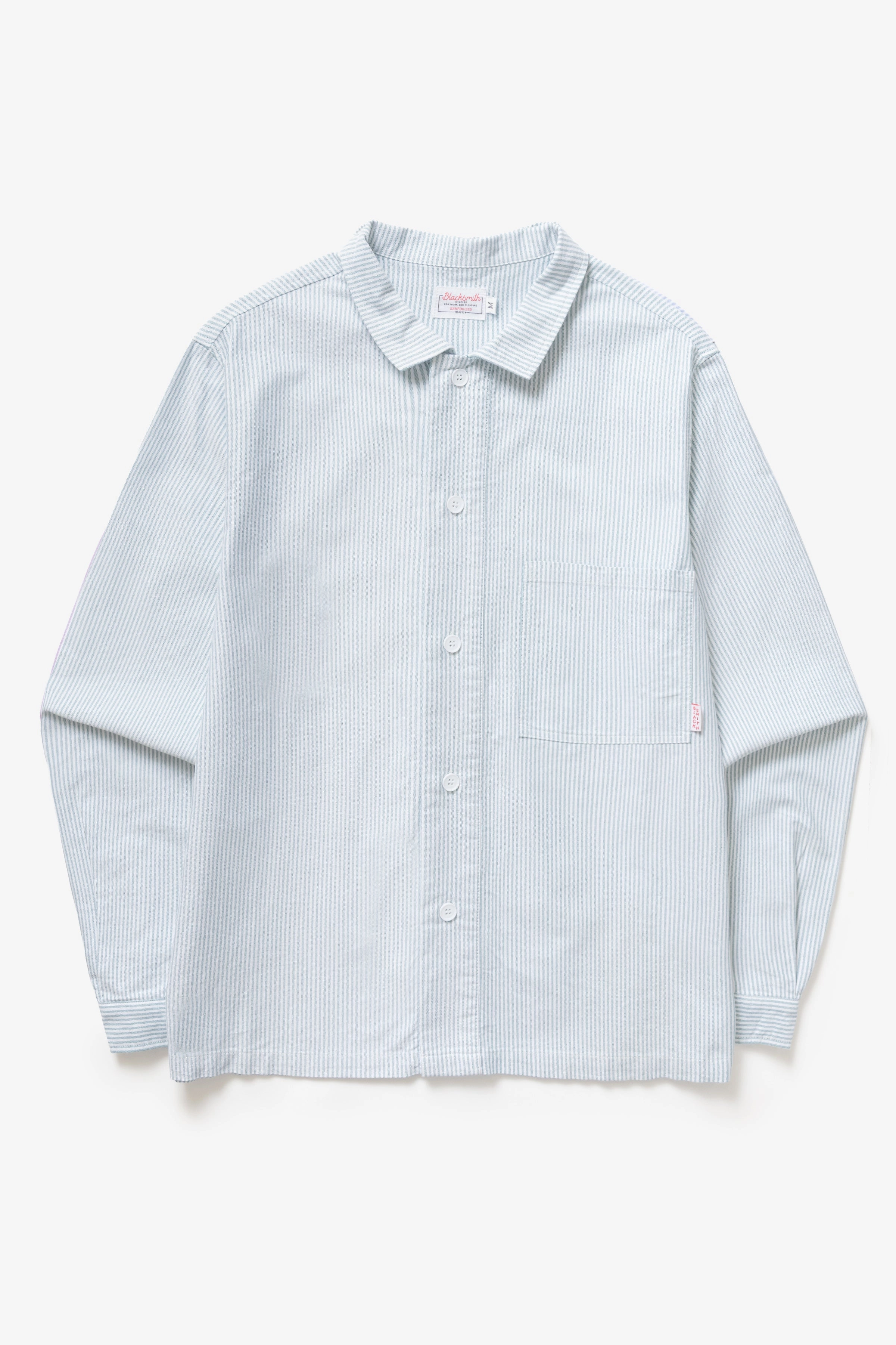 Blacksmith - 'Boxford' Utility Shirt - Green Stripe Distressed Look Work Appropriate