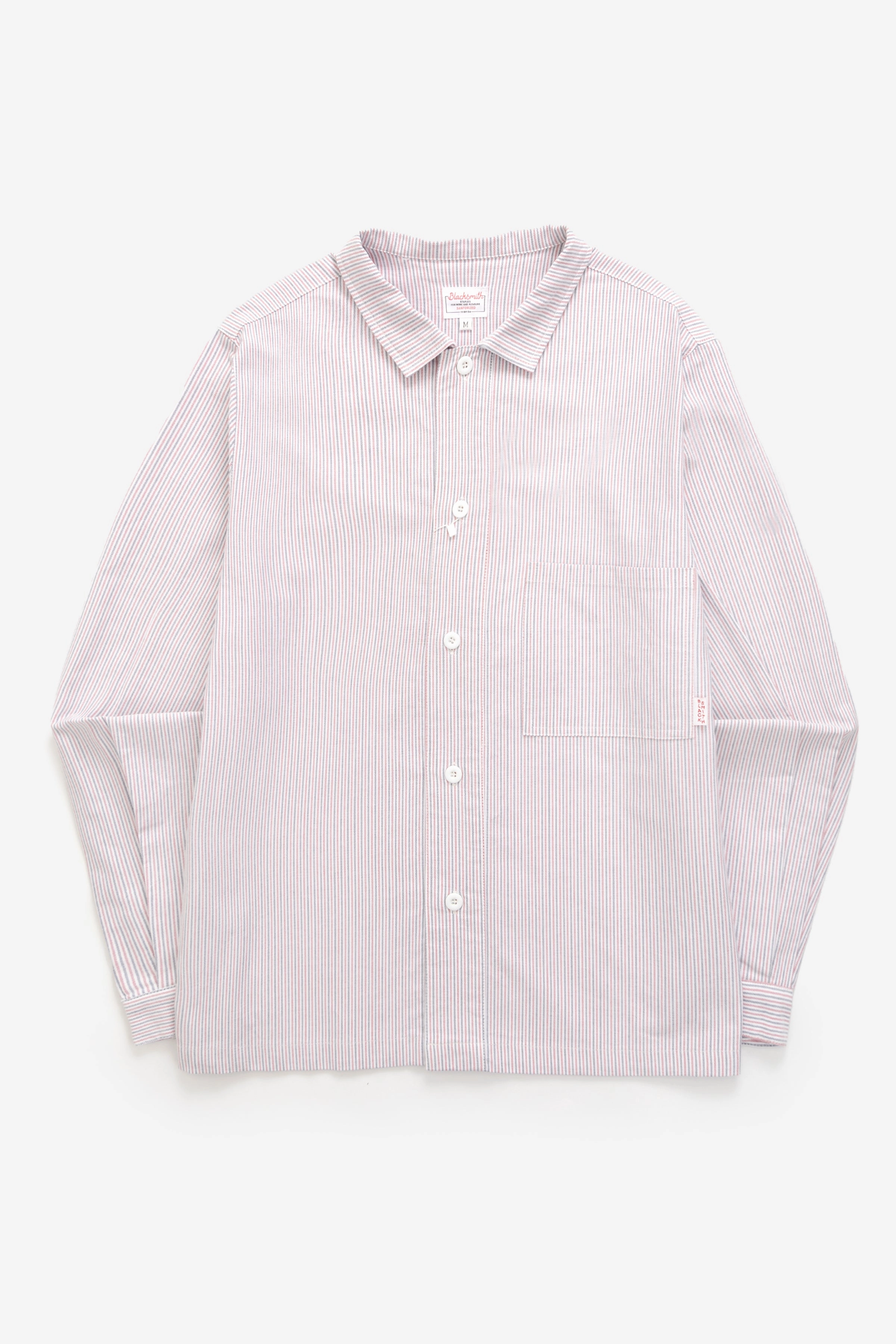 Blacksmith - 'Boxford' Utility Shirt - Multi Stripe Tactile Grip Fasteners Smooth Texture