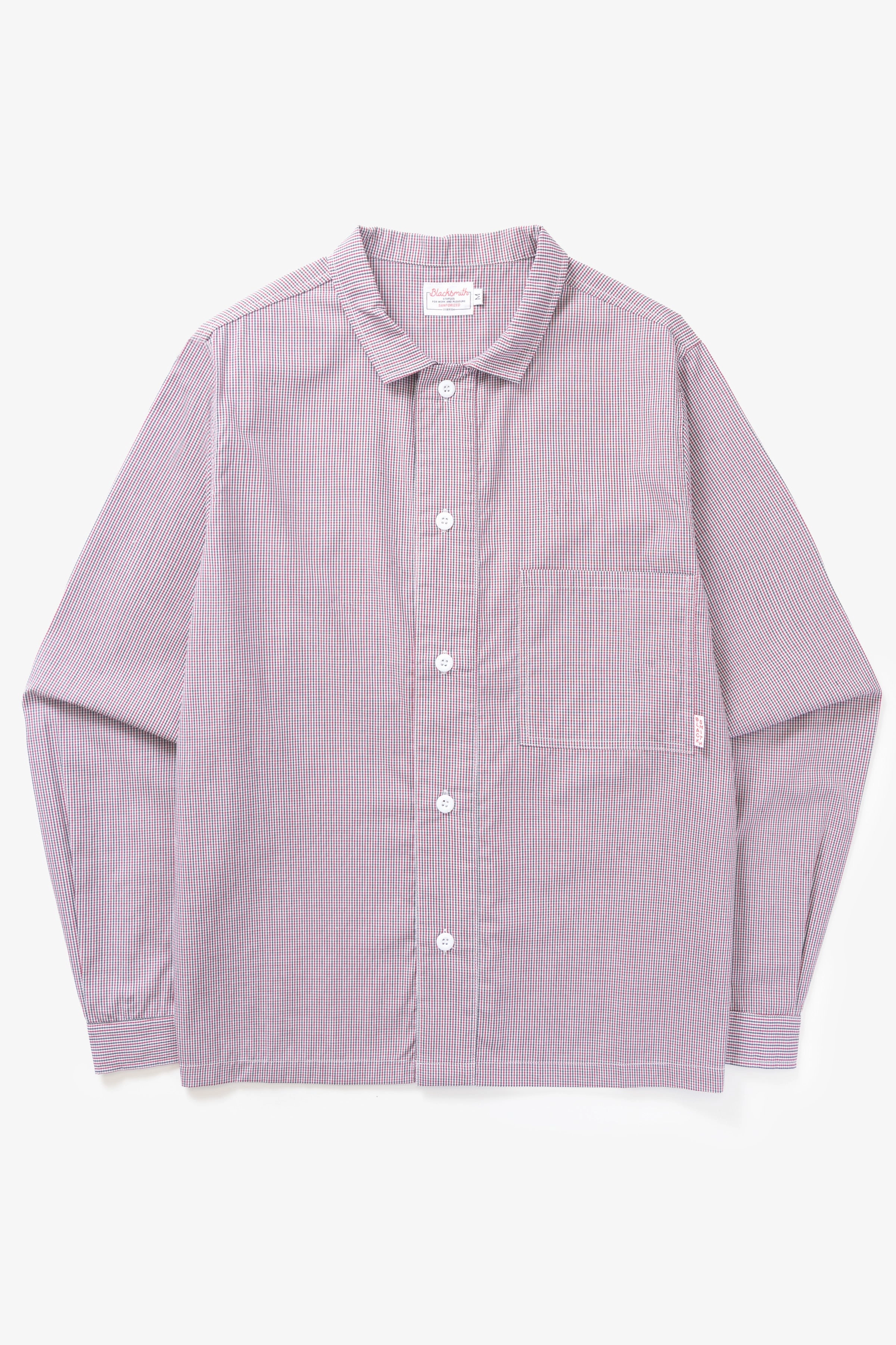 Wedding guest Comfy Look Blacksmith - 'Boxford' Utility Shirt - Red Check Luxury Feel