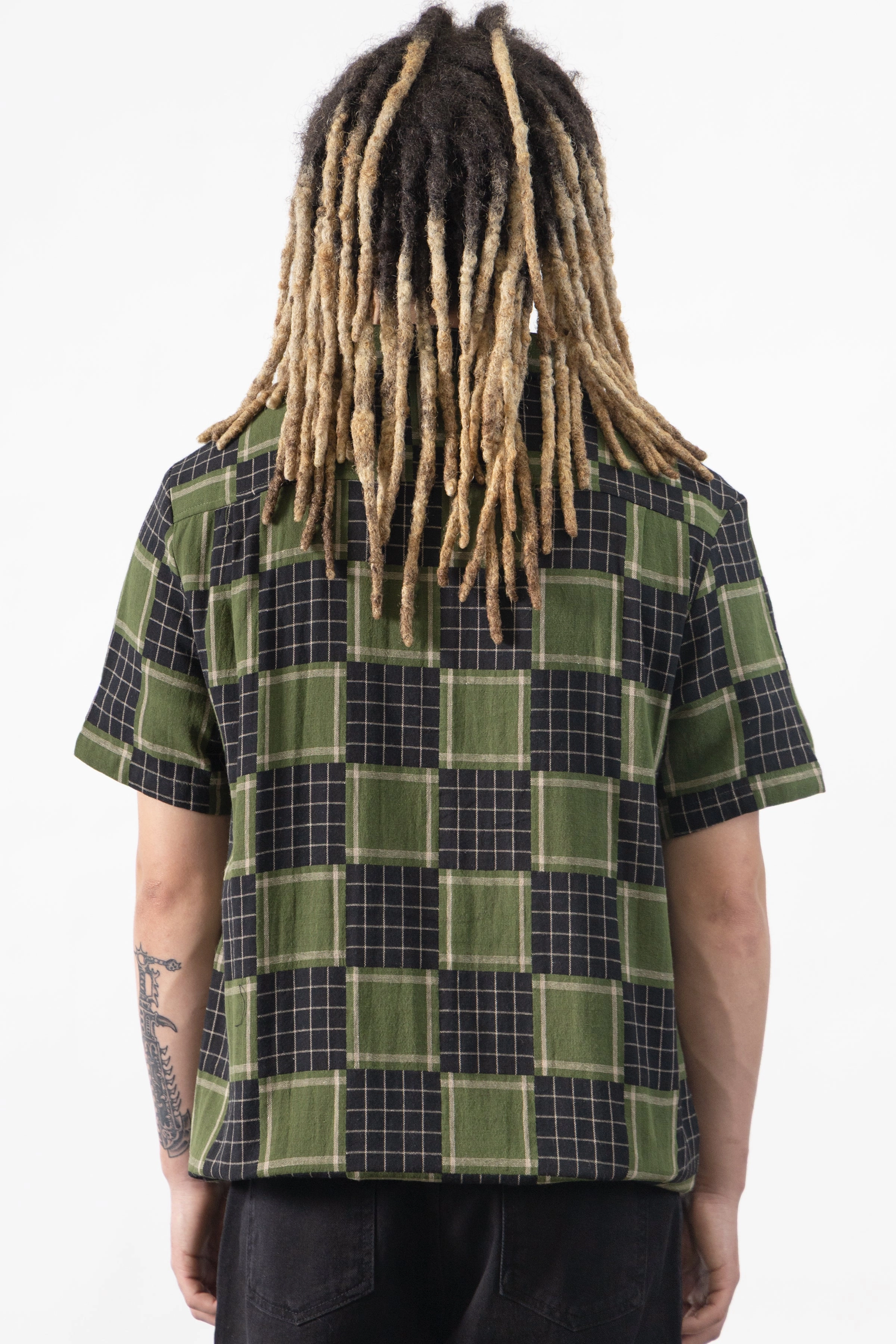 Easy Comfort Unique Design Blacksmith - Check Weave Resort Shirt - Green Smooth Texture