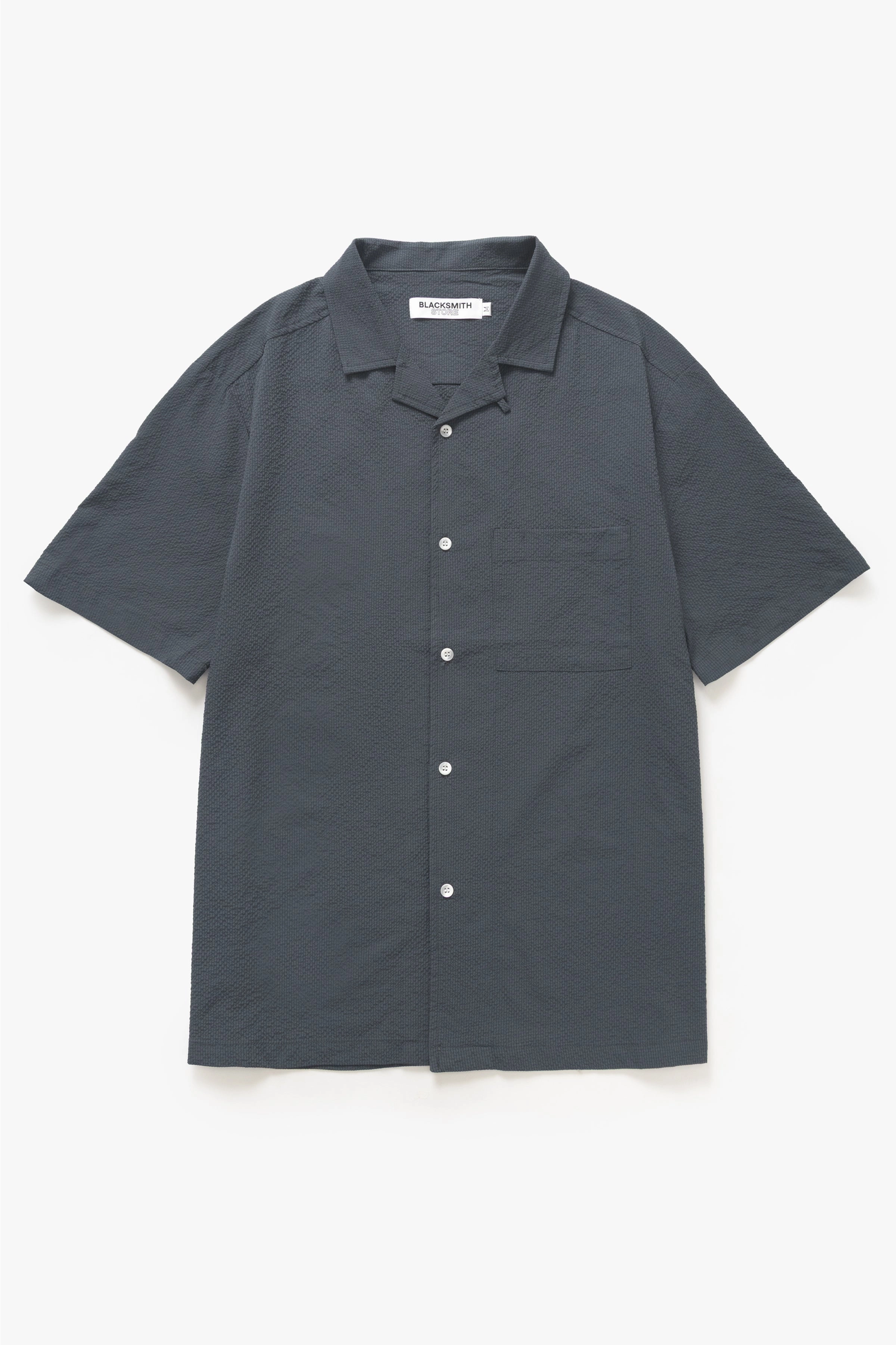 Blacksmith - Seersucker Resort Shirt - Space Best Deal Sophisticated Style Ribbed Trim