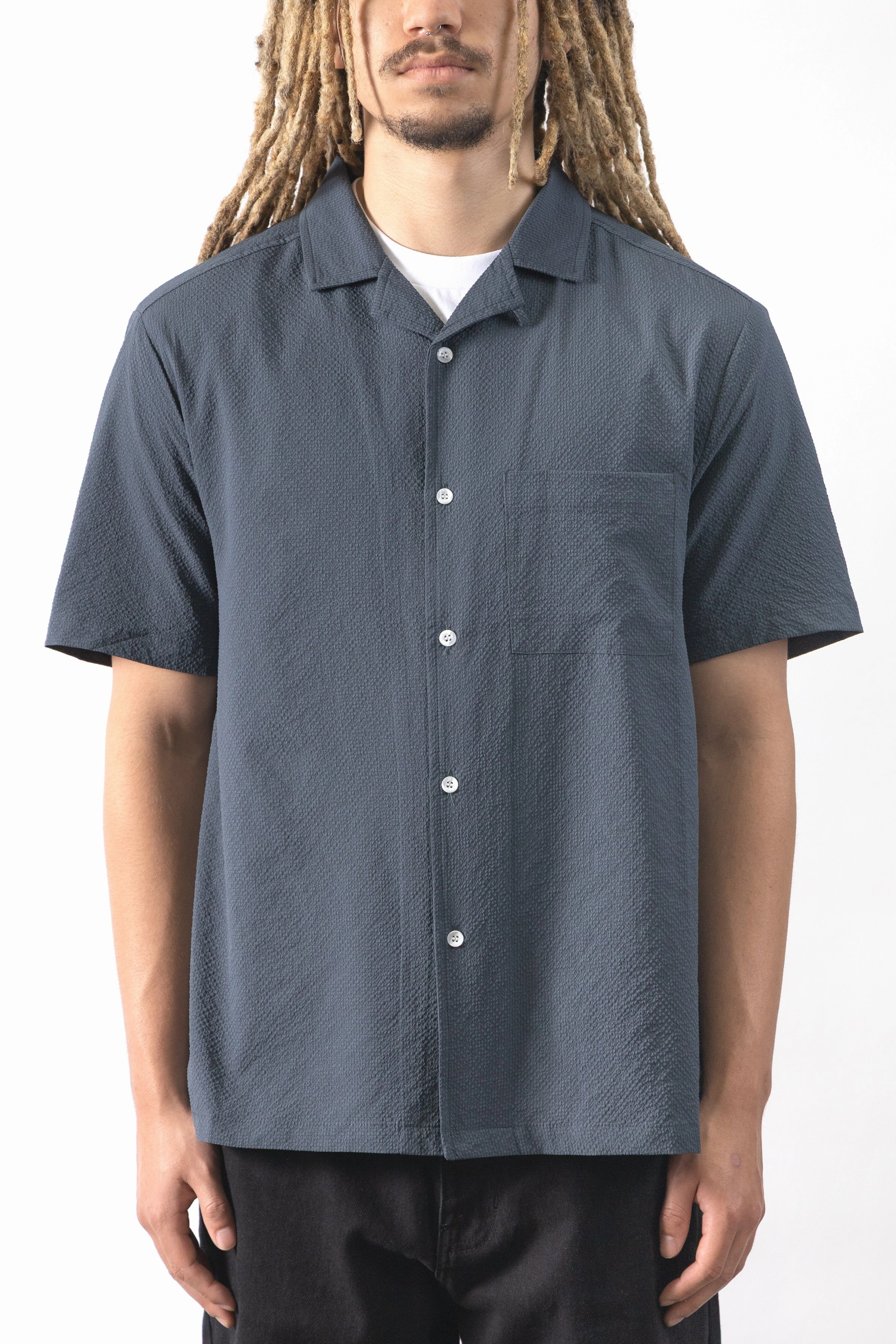 Blacksmith - Seersucker Resort Shirt - Space Best Deal Classic Appeal Striped Design