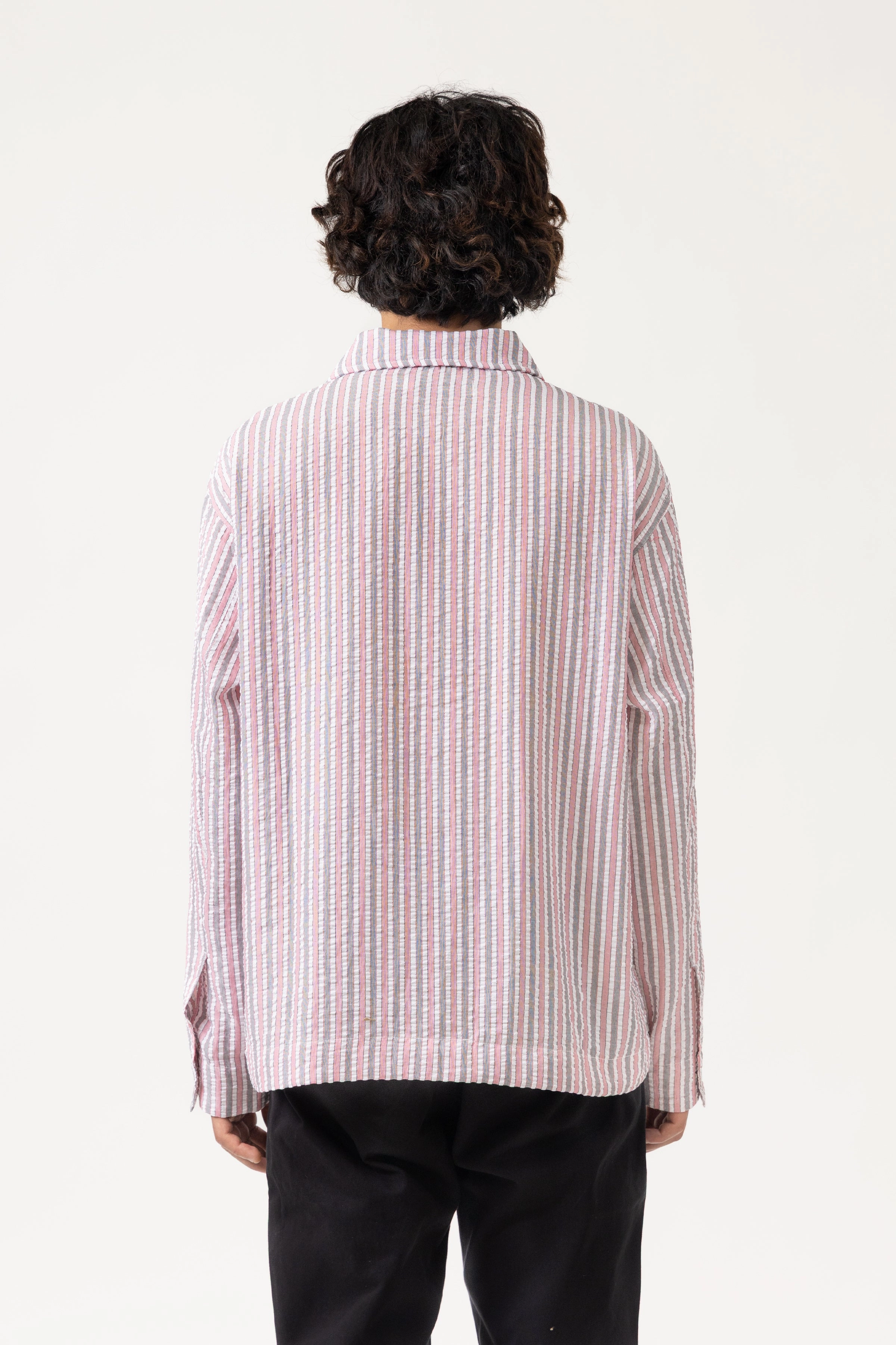Blacksmith - Striped Military Popover - Red Crochet detail Functional Pocket