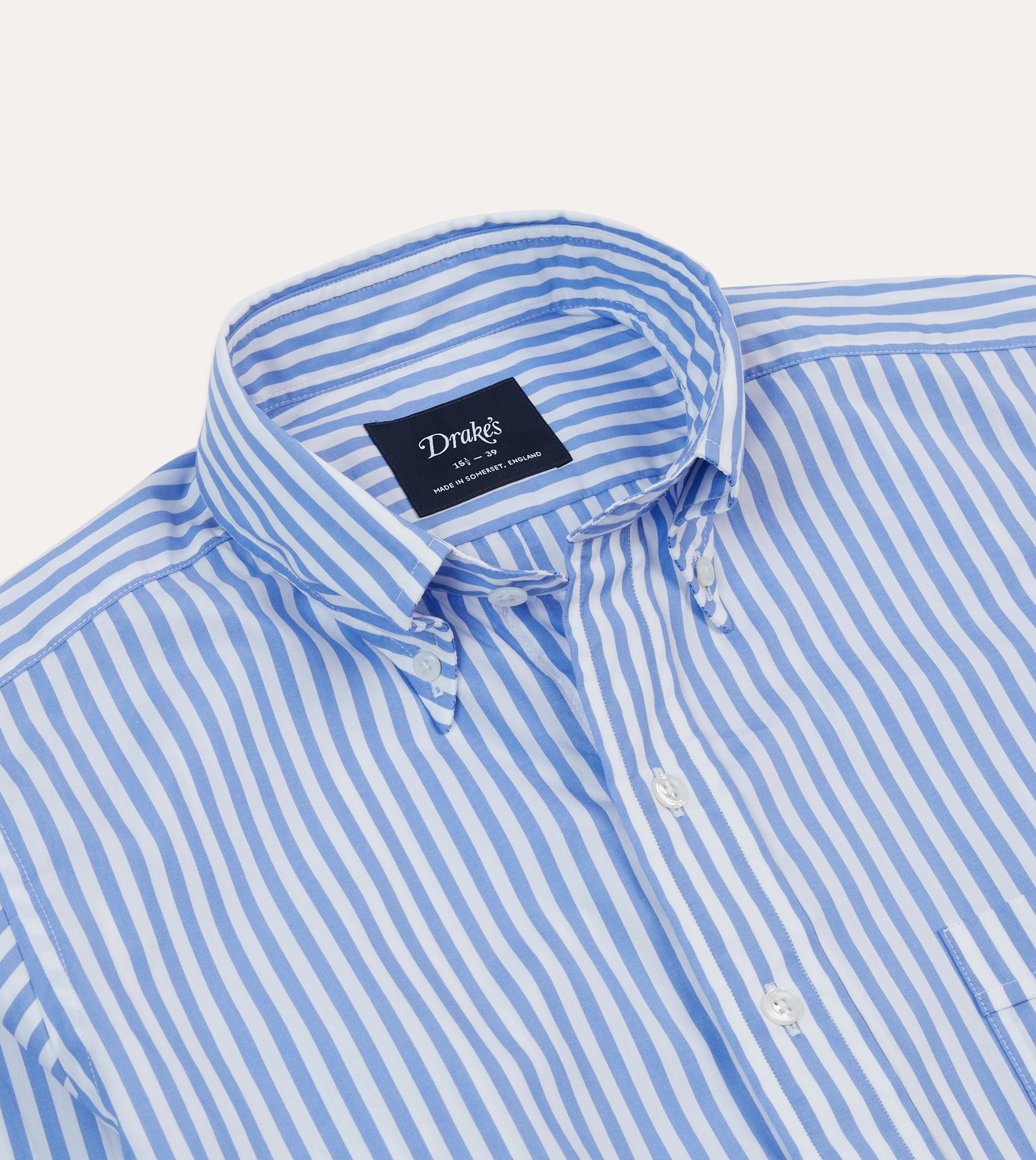 Blue Bengal Stripe Cotton Poplin Button-Down Shirt Work-to-Weekend Urban Edge