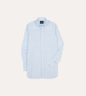 Blue Broad Stripe Cotton Poplin Button-Down Shirt Fall Foliage
