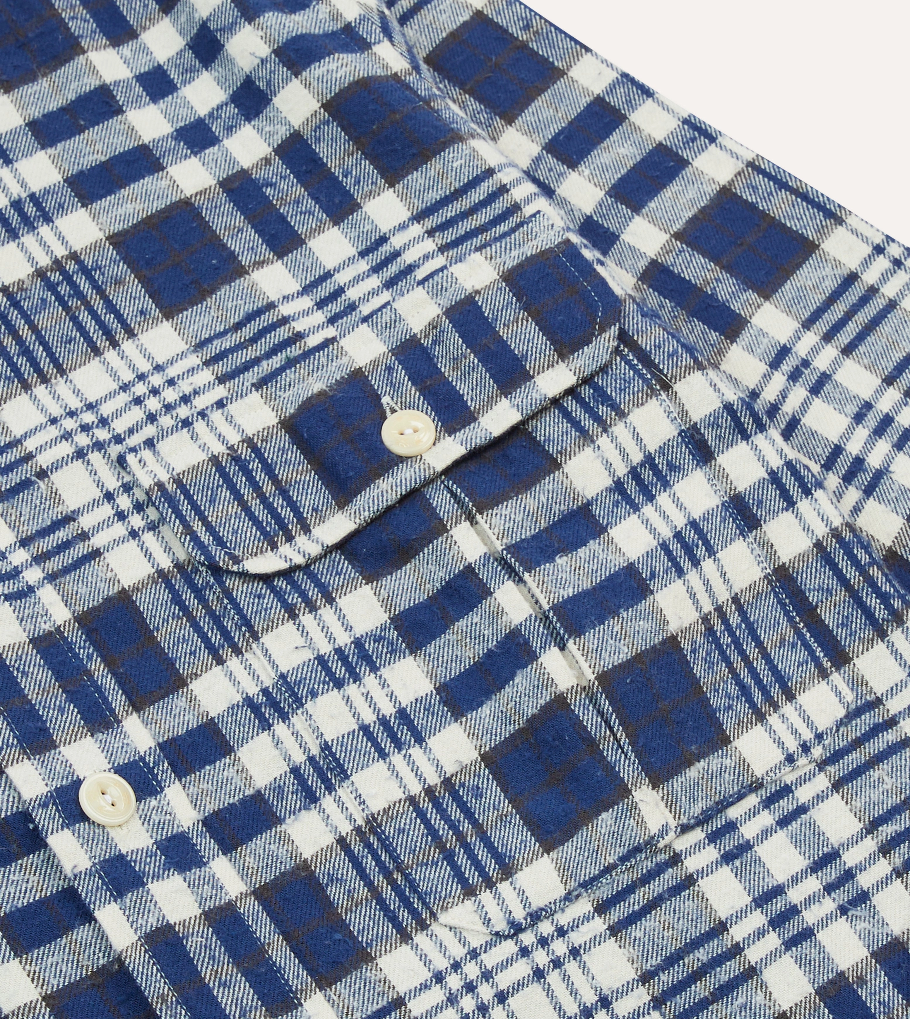 Blue Check Brushed Cotton Two-Pocket Work Shirt Fashion Forward Printed design