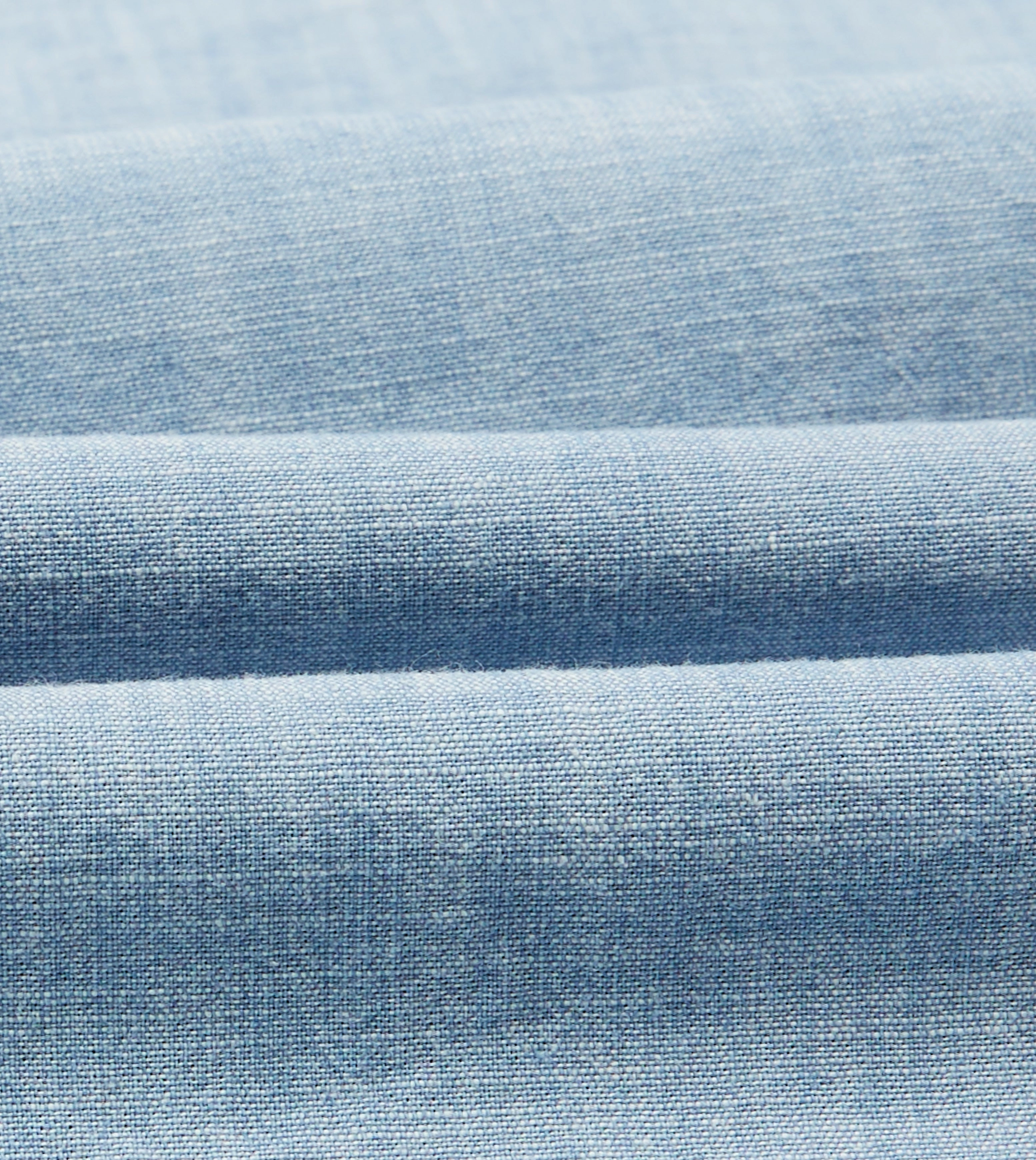 Smooth Texture wrinkle free Blue Cotton Chambray Spread Collar Popover Shirt