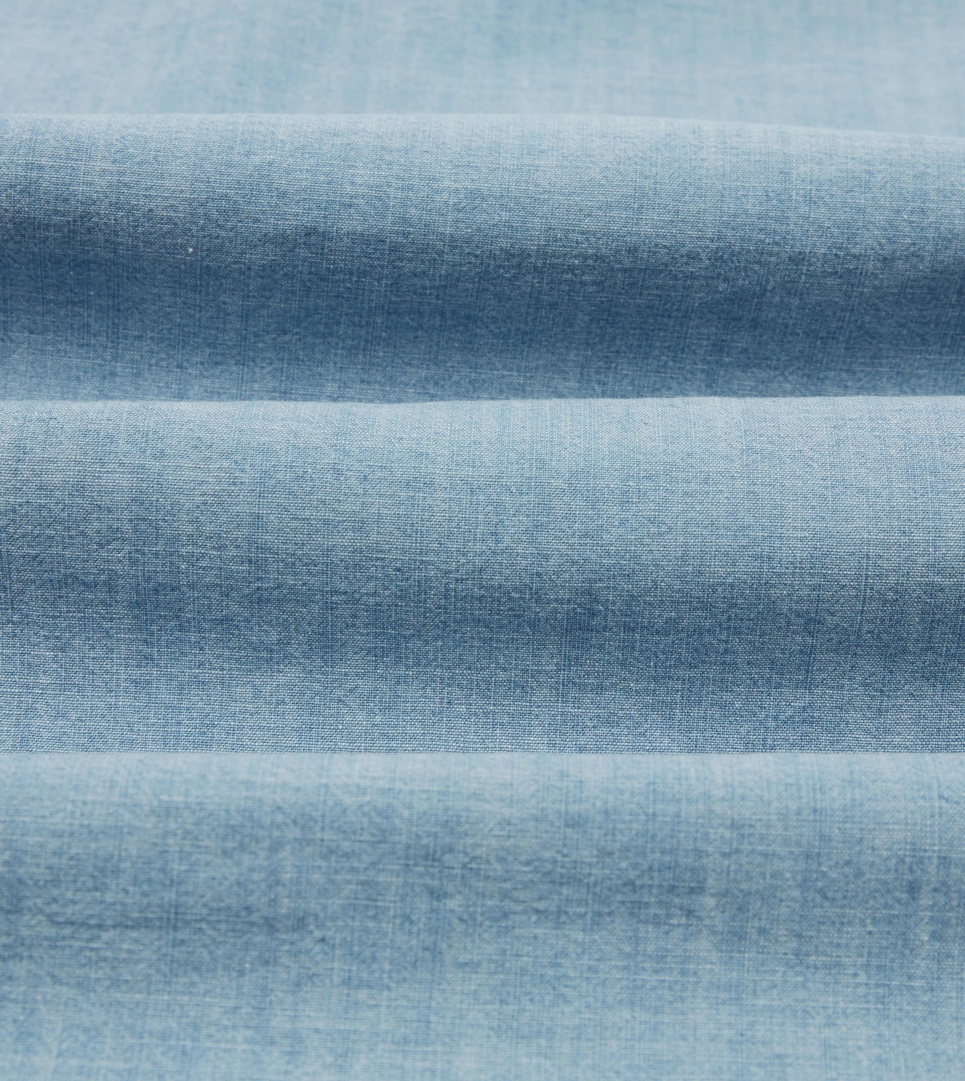 Blue Cotton Chambray Two-Pocket Work Shirt Perfect Layer Metallic Finish