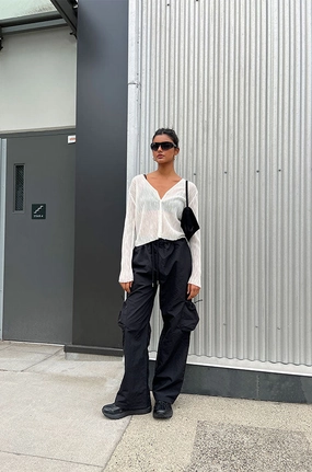 NYLON PANTS WITH RUCHED POCKETS Quick Wear Casual Look