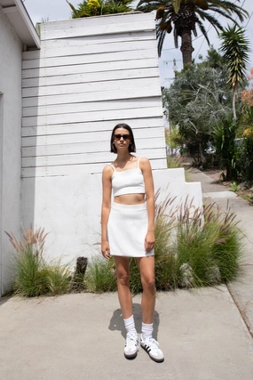 STRETCH KNIT MINI SKIRT Relaxed Motion Refined Texture