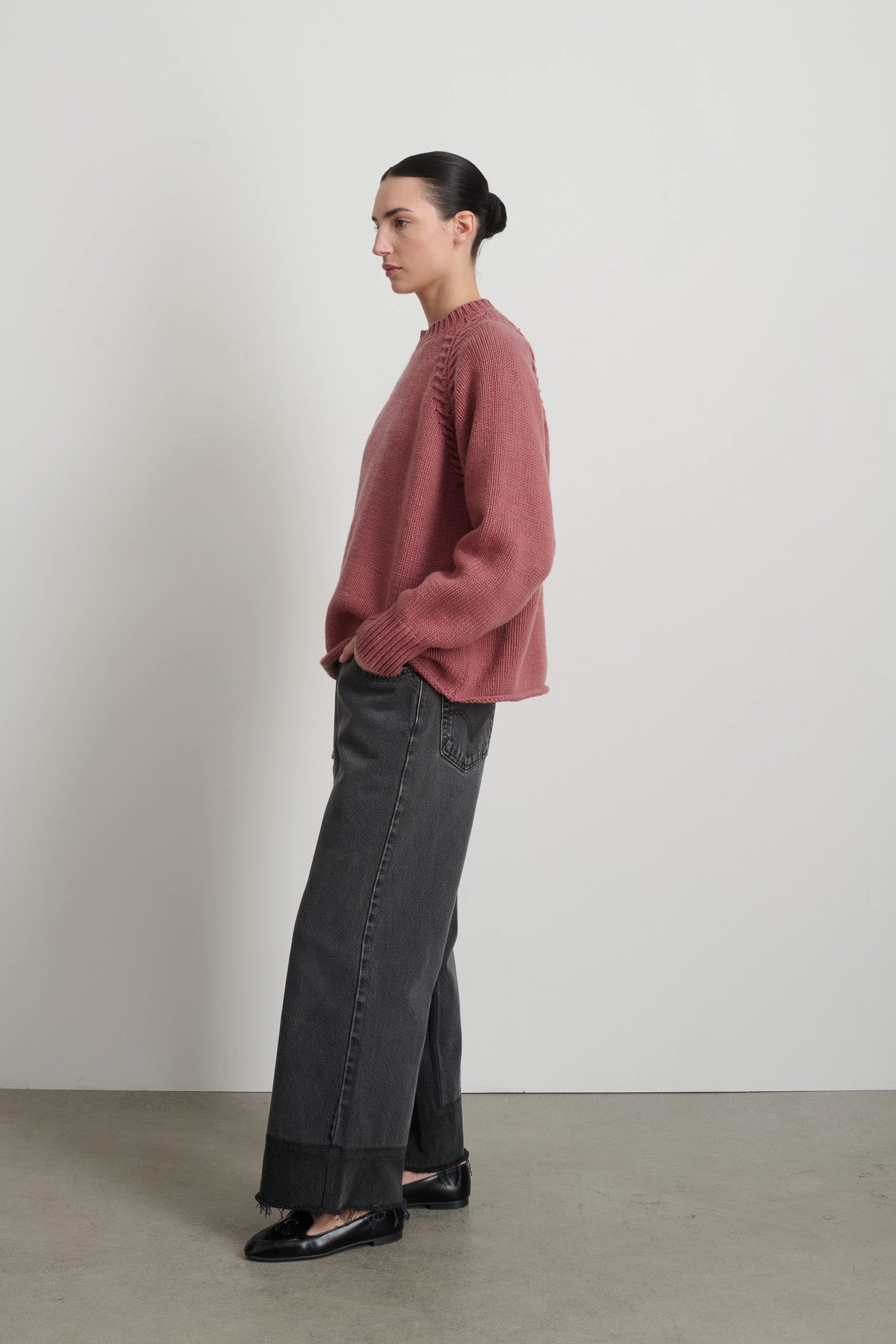 Braided Crew Pink Cashmere Active Fit Soft Comfort