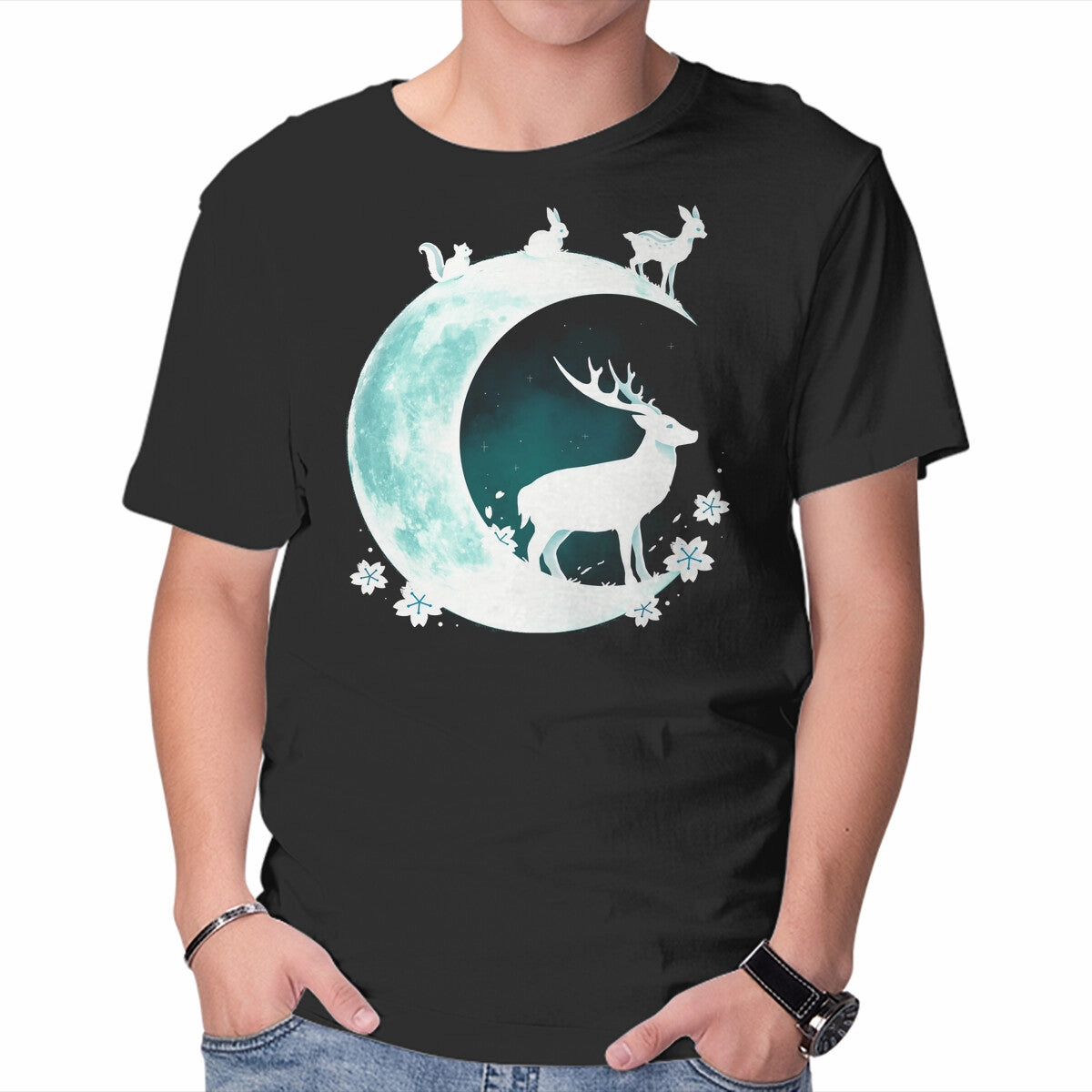 Subtle Embroidery Deer Moon